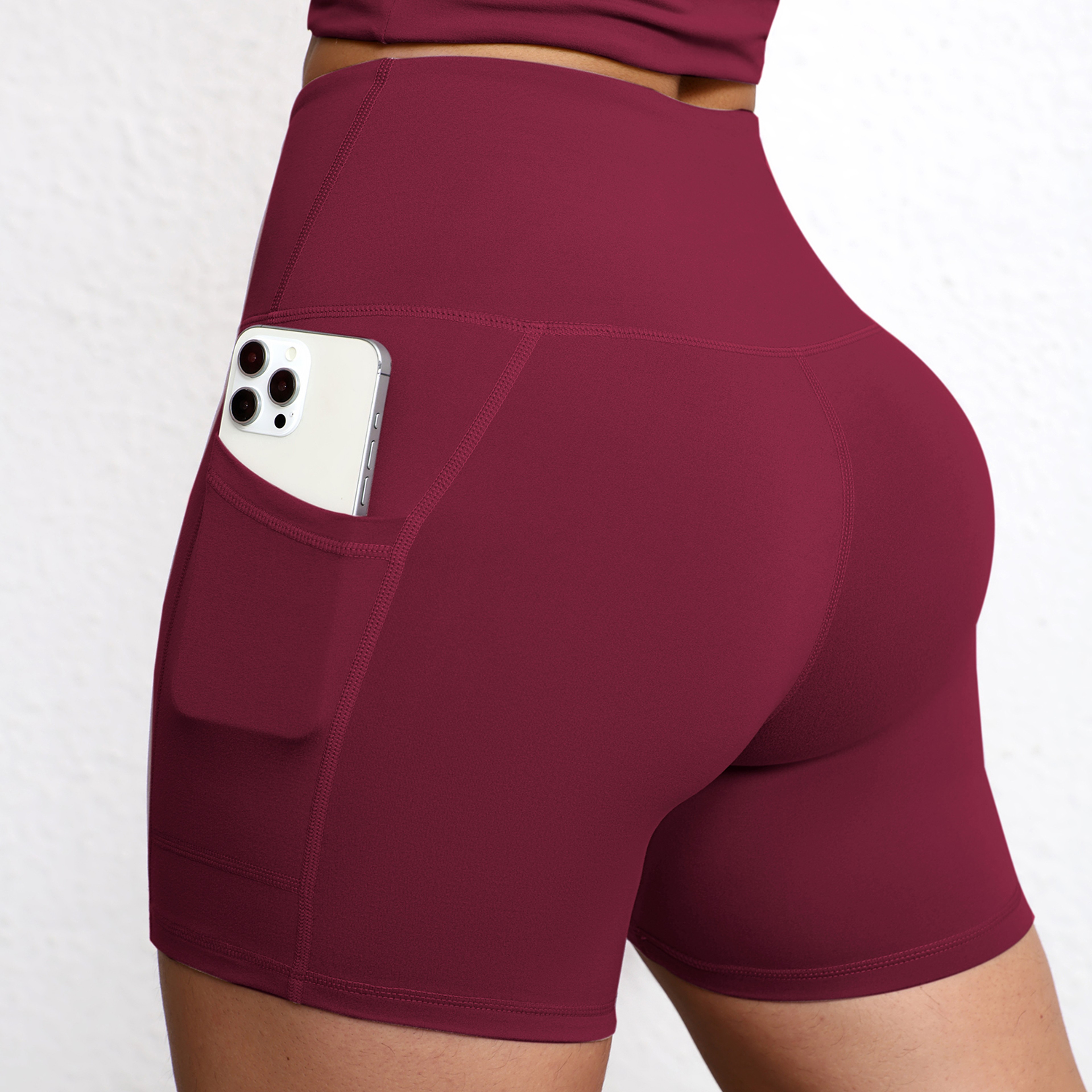 Womens High Waisted Yoga Shorts with Pockets for Running and Gym Workouts – view 6
