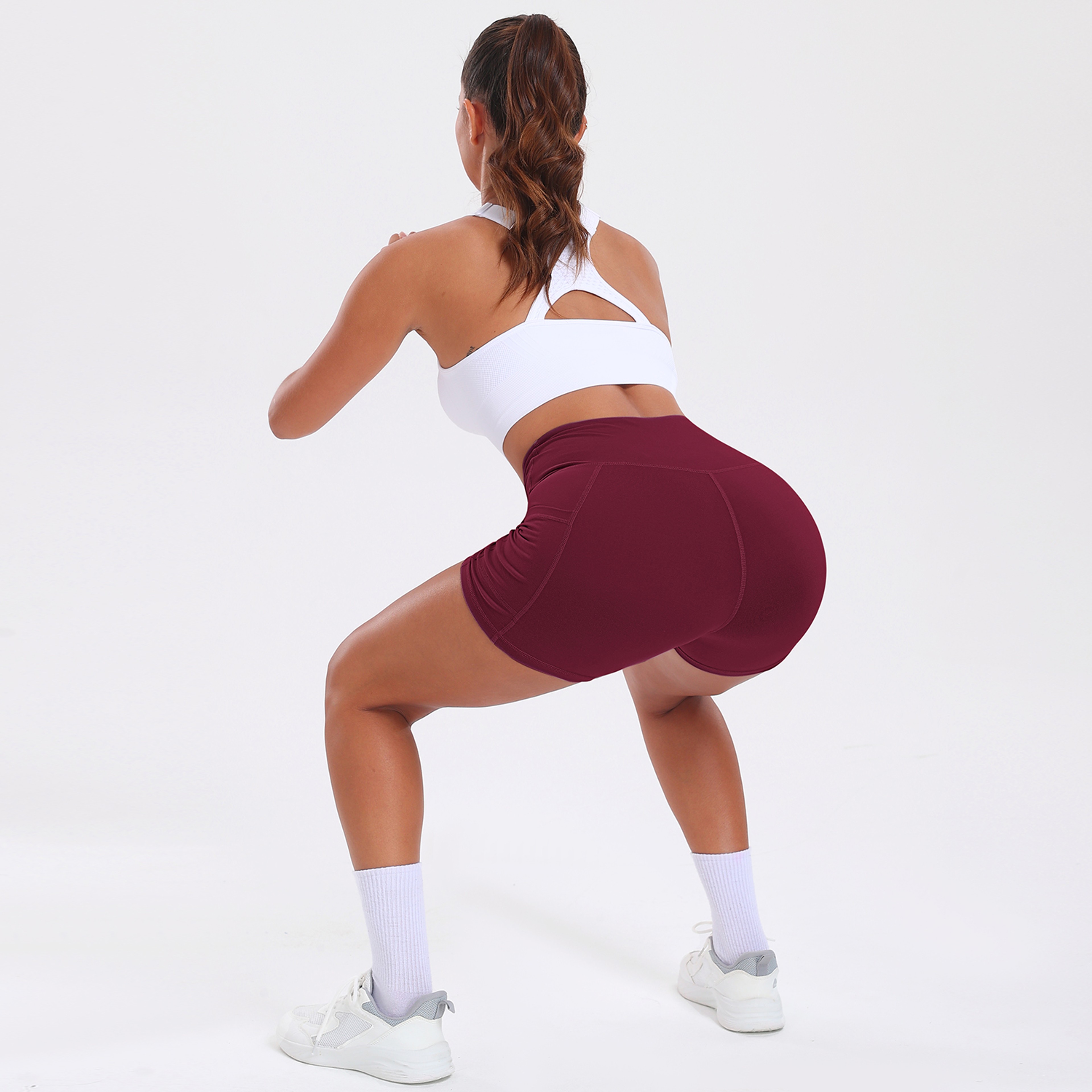 Womens High Waisted Yoga Shorts with Pockets for Running and Gym Workouts – view 7