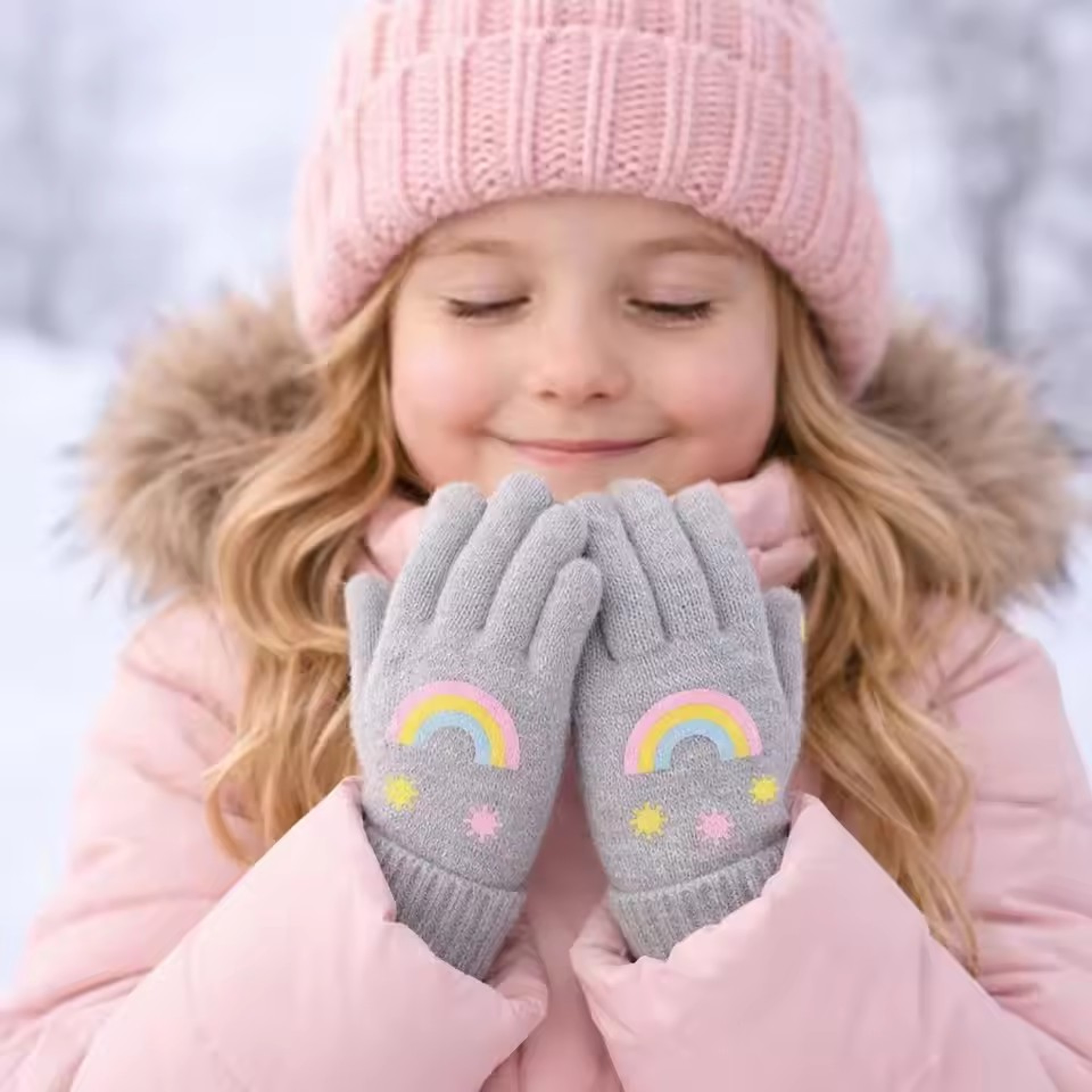 Kids Knitted Winter Gloves with Cute Cartoon Animal Designs – view 4
