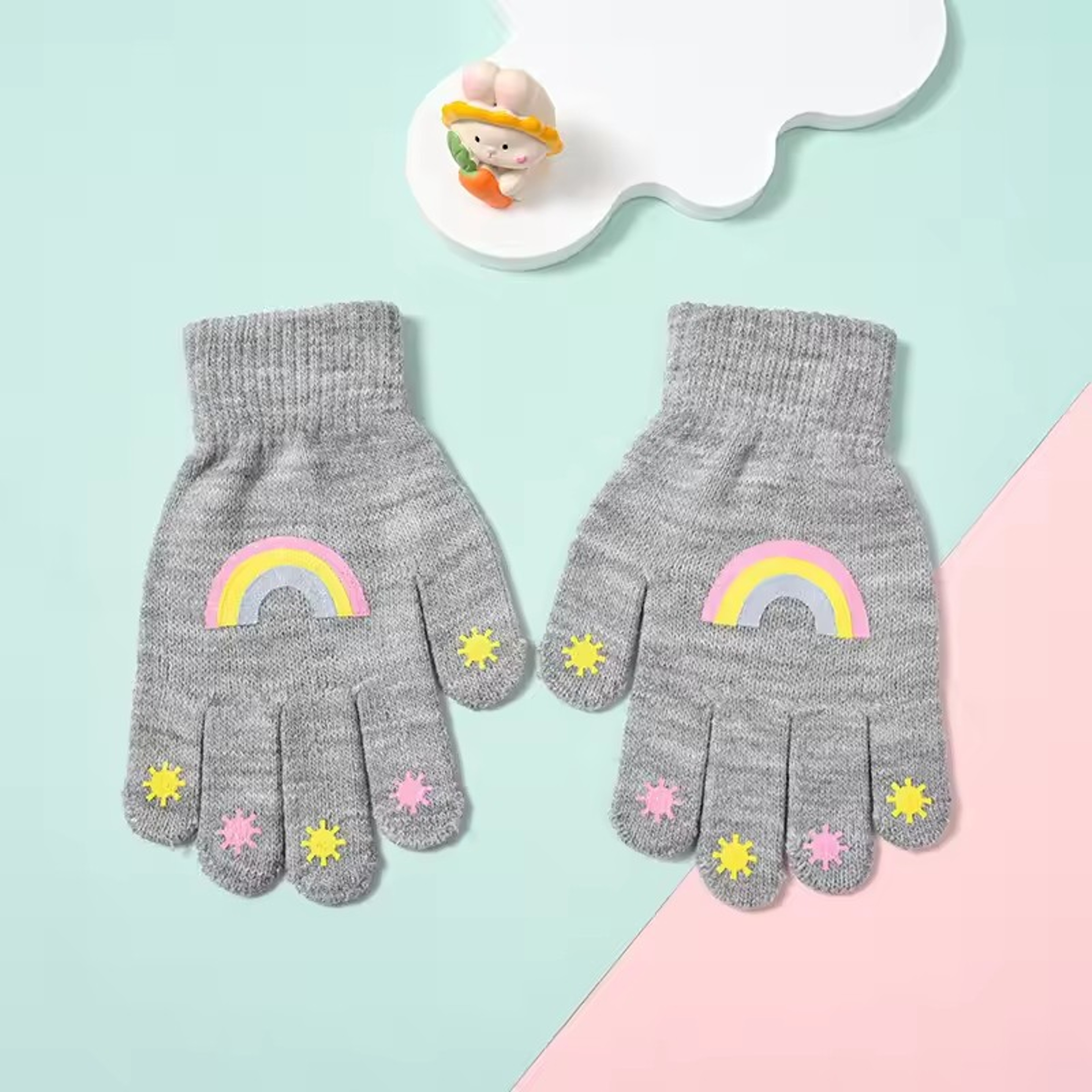 Kids Knitted Winter Gloves with Cute Cartoon Animal Designs – view 8