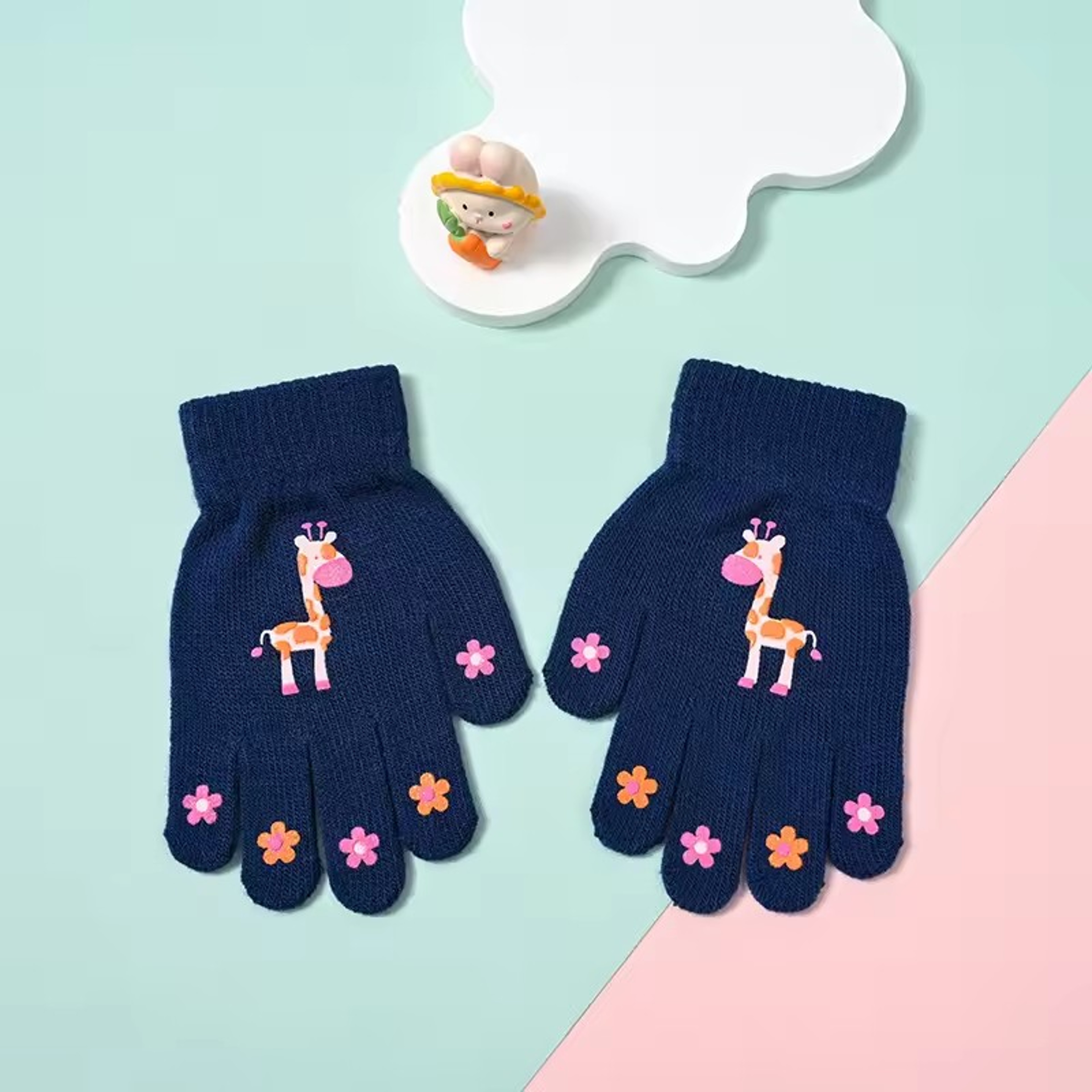 Kids Knitted Winter Gloves with Cute Cartoon Animal Designs – view 7