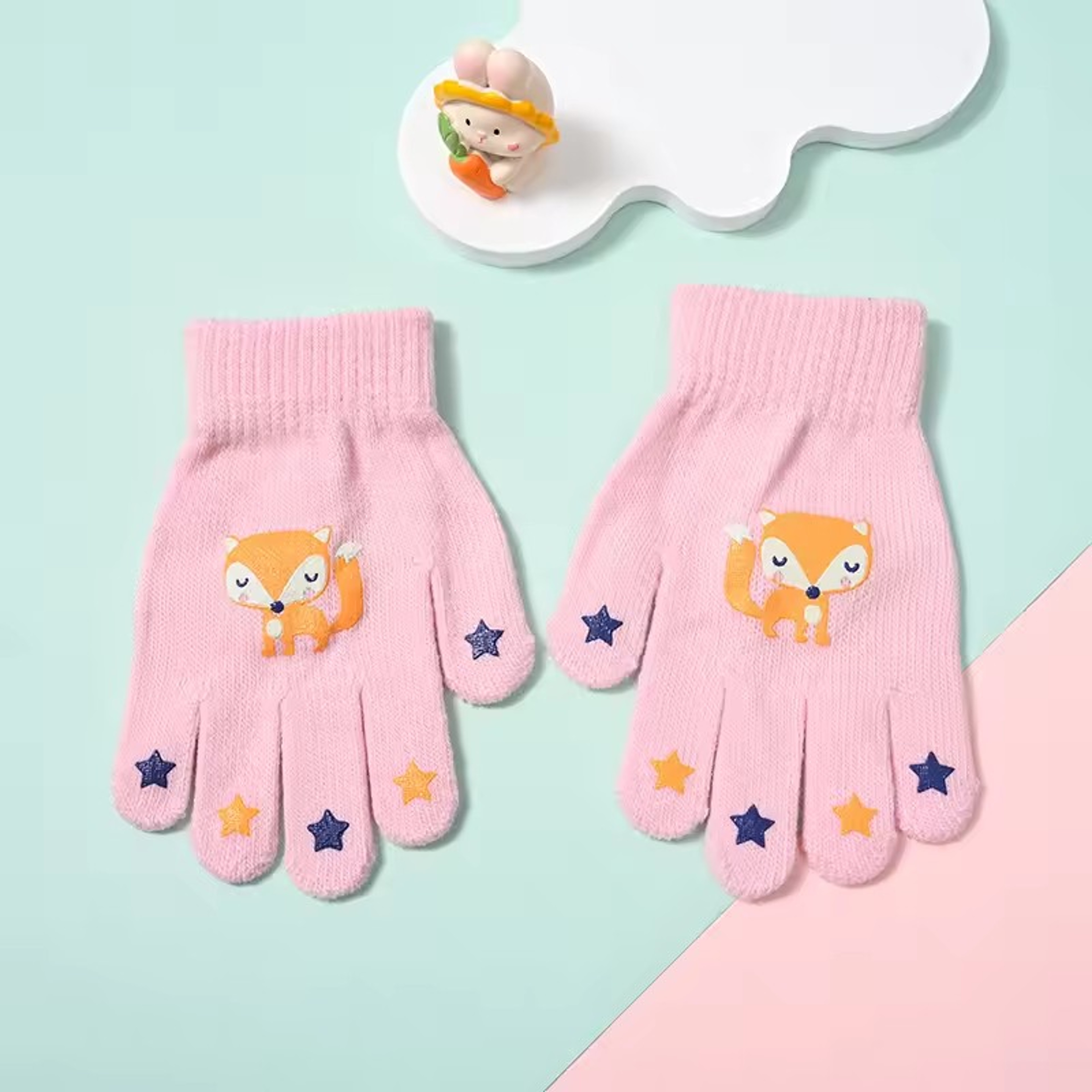 Kids Knitted Winter Gloves with Cute Cartoon Animal Designs – view 10