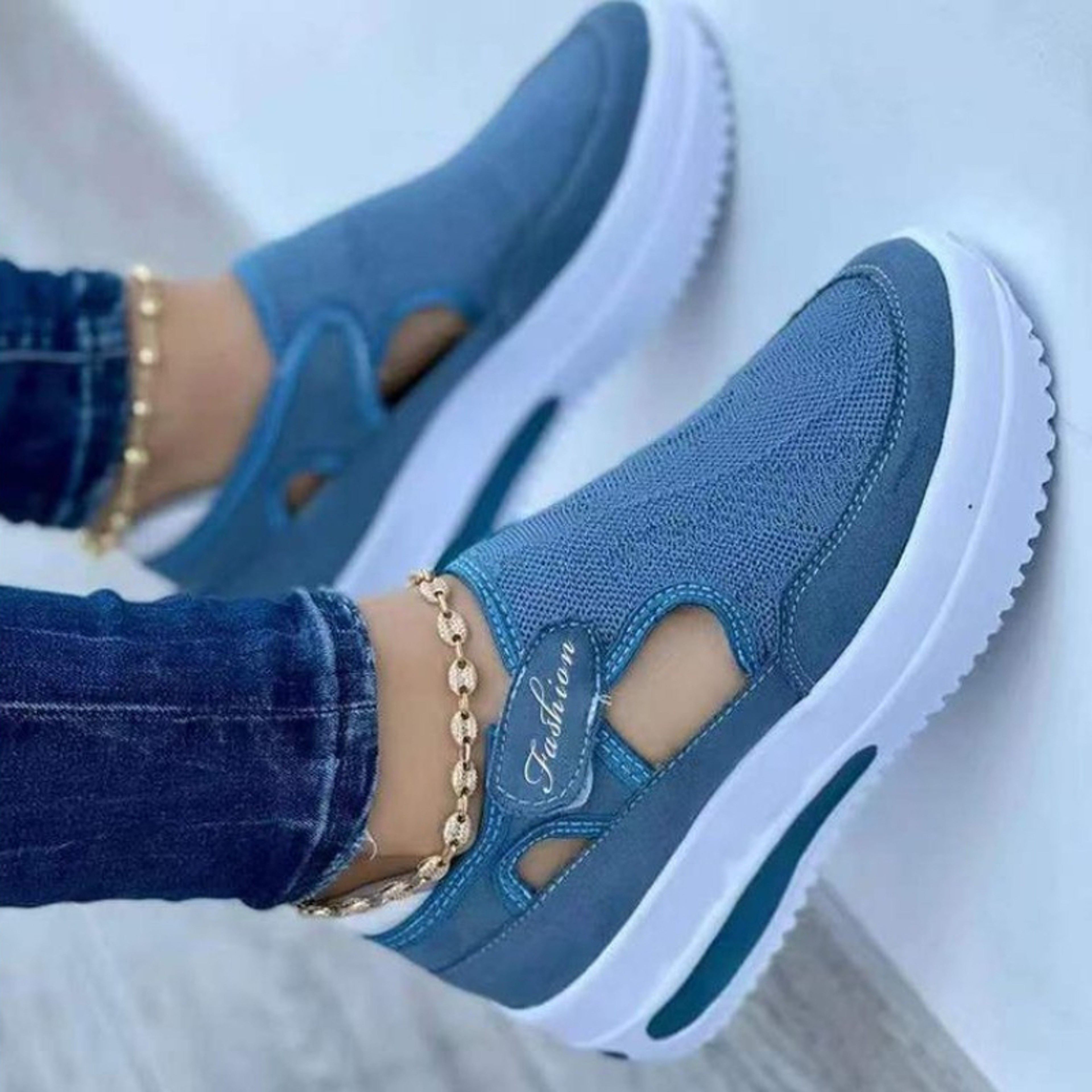 Womens Breathable Platform Sneakers with Hook and Loop Closure – view 10