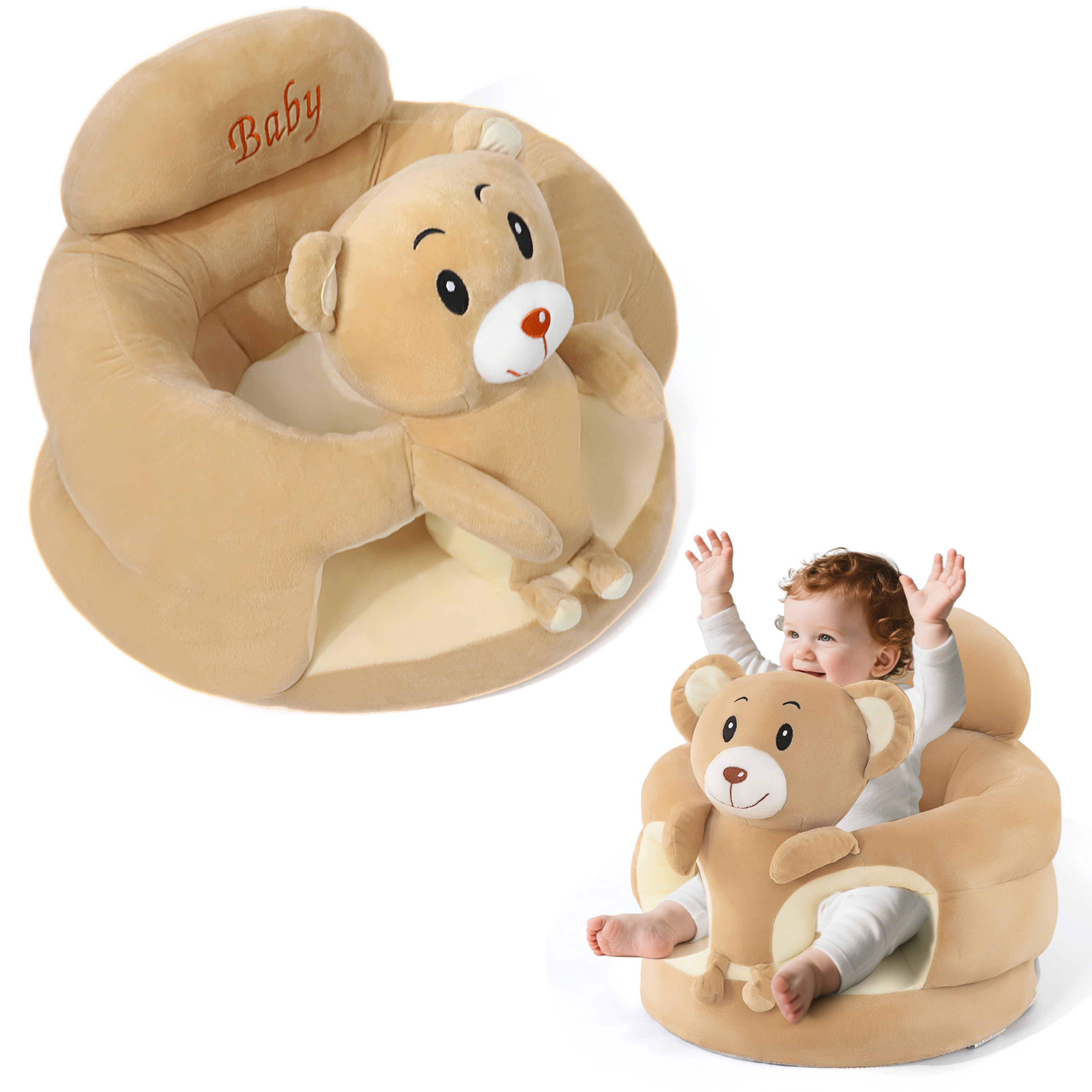 Animal Shaped Plush Baby Floor Seat with Anti Slip Sitting Support – view 2