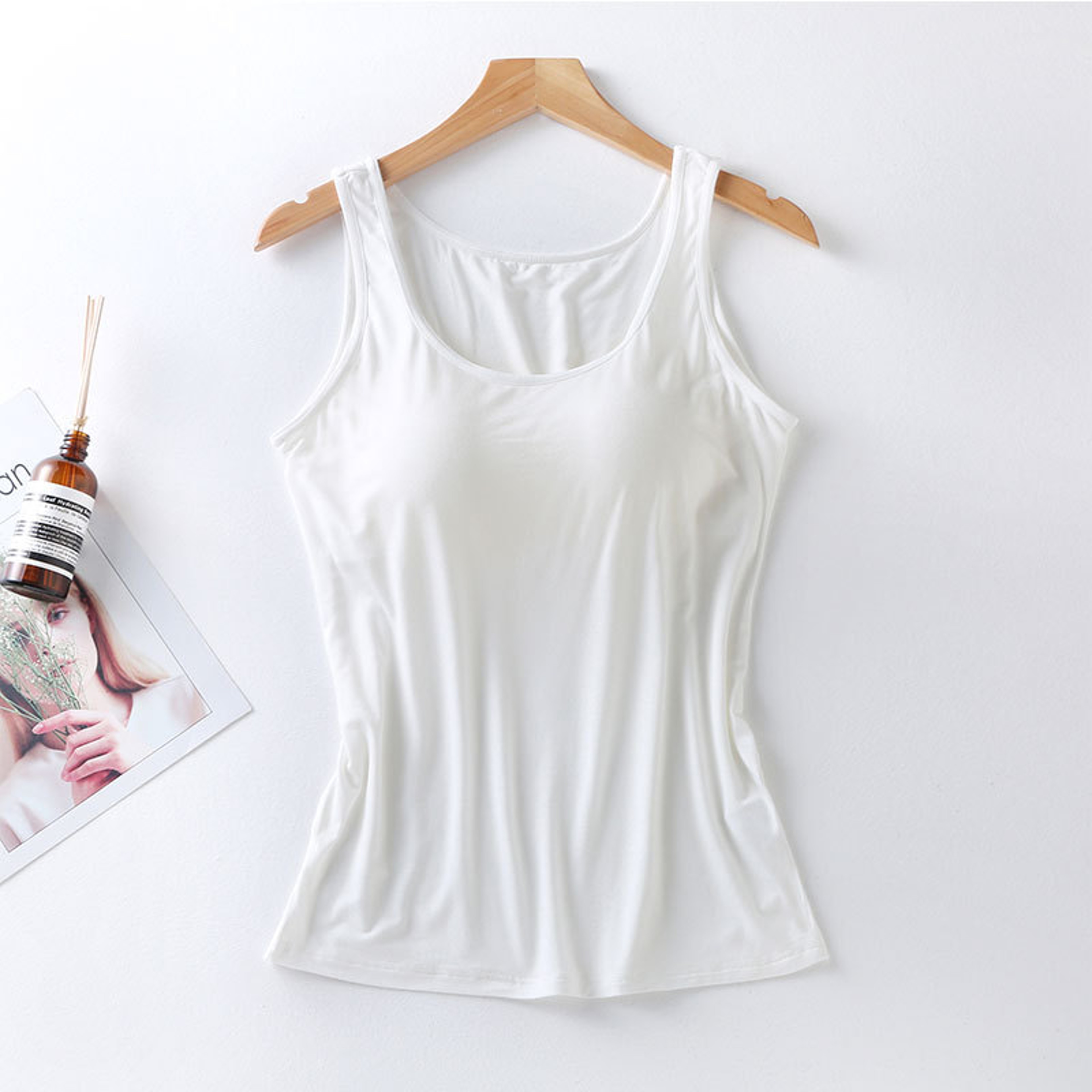 Womens Slim Fit Tank Top With Built In Padded Bra and Soft Stretch Fabric – view 13