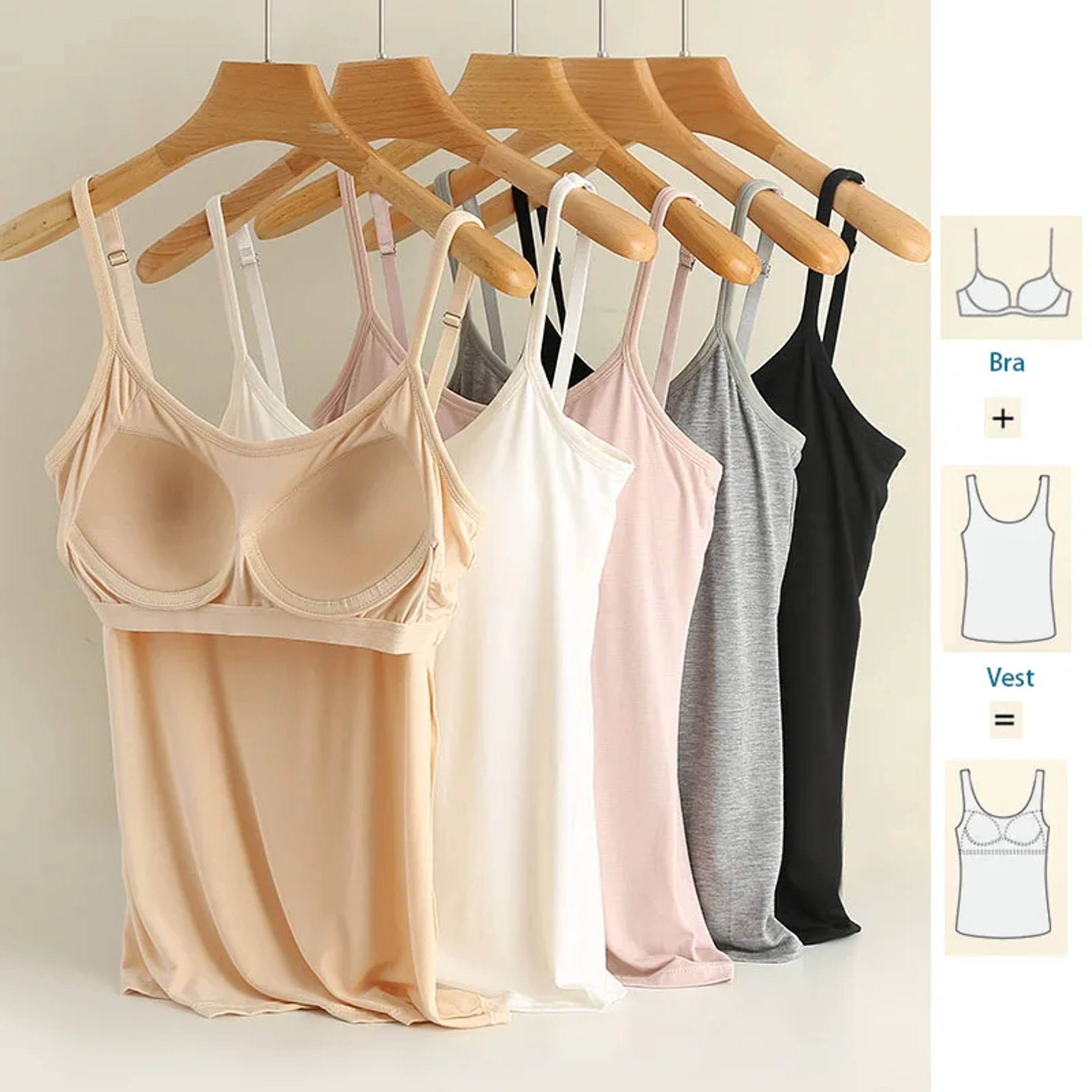 Womens Modal Padded Camisole Tank Top with Built In Cups and High Stretch – view 1