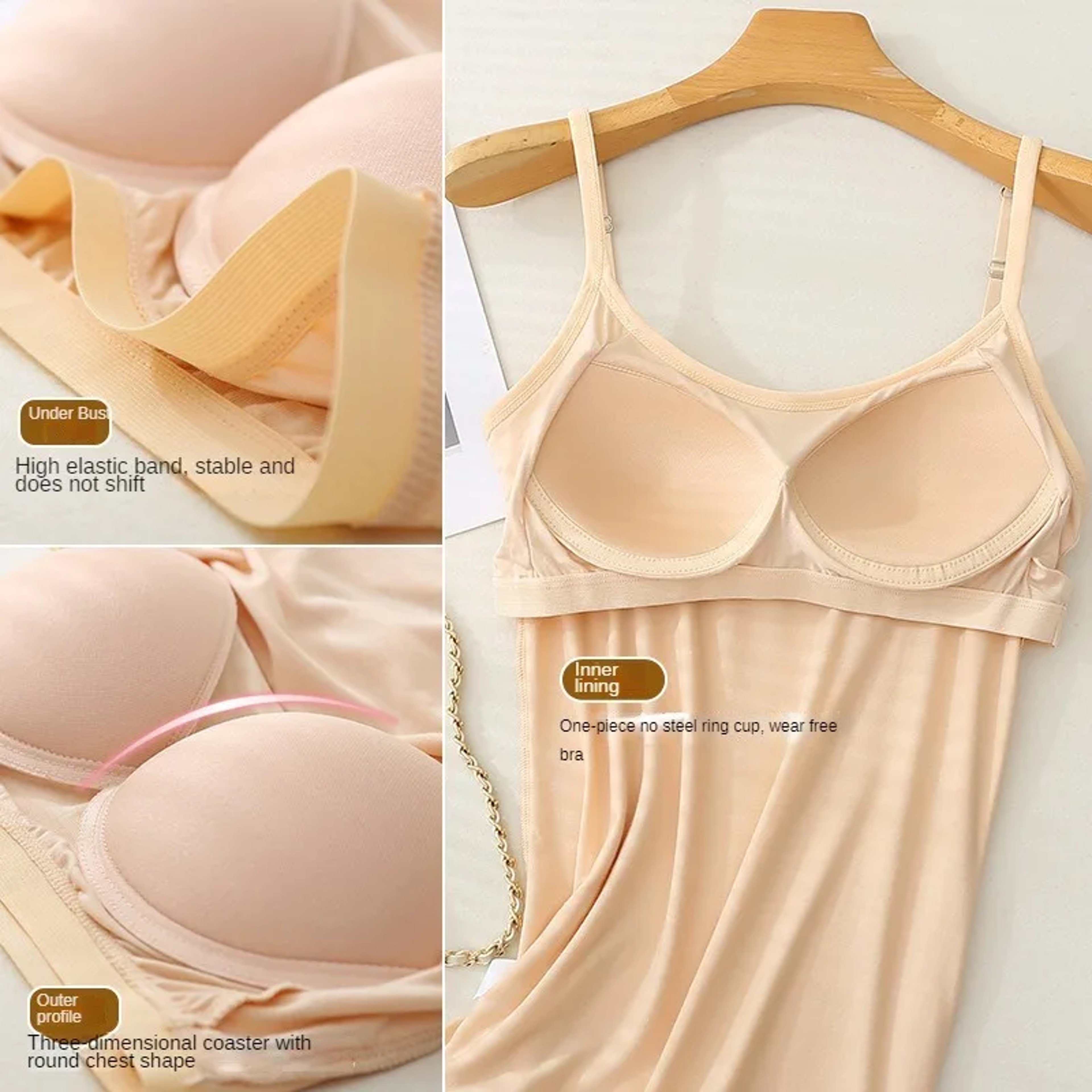 Womens Modal Padded Camisole Tank Top with Built In Cups and High Stretch – view 5
