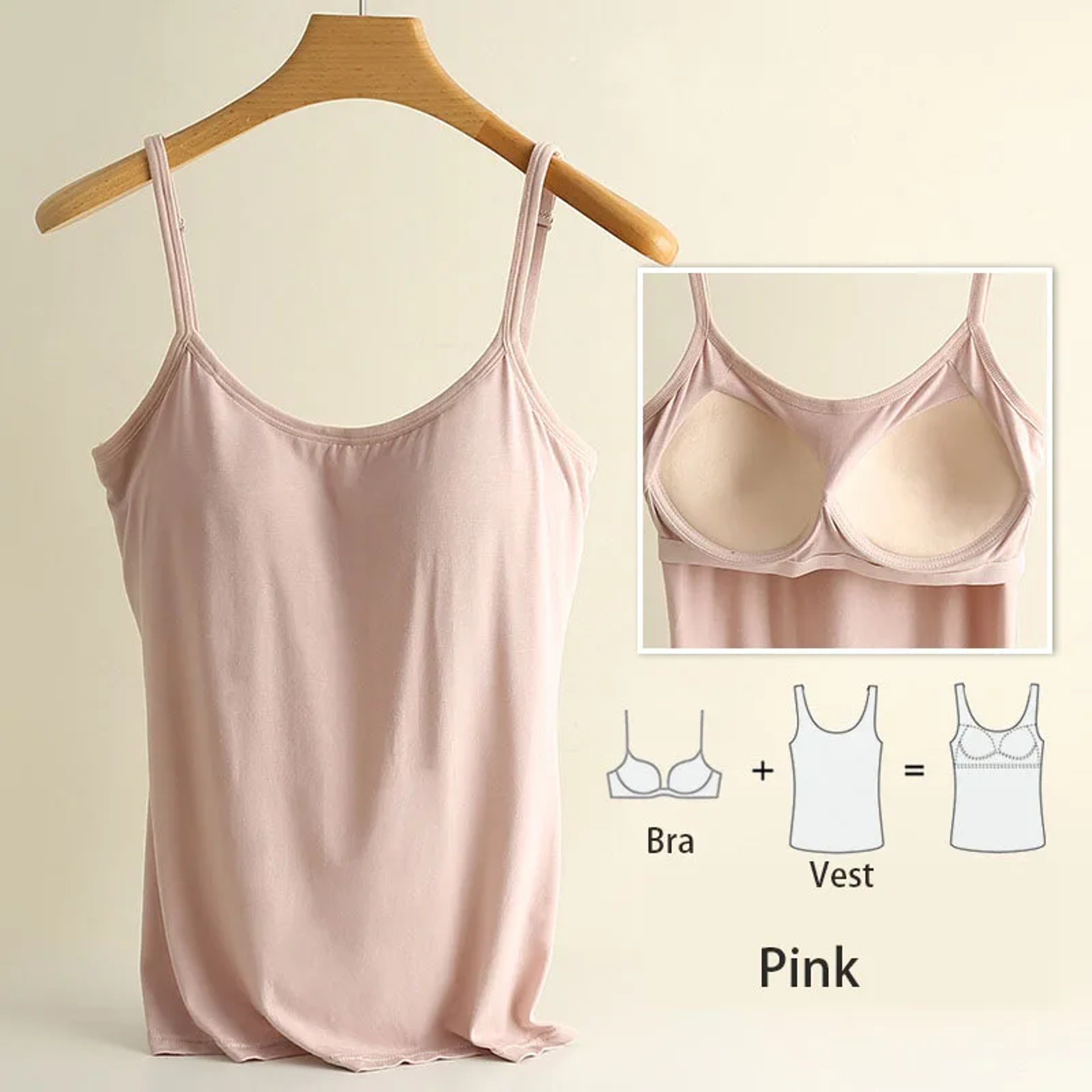 Womens Modal Padded Camisole Tank Top with Built In Cups and High Stretch – view 7