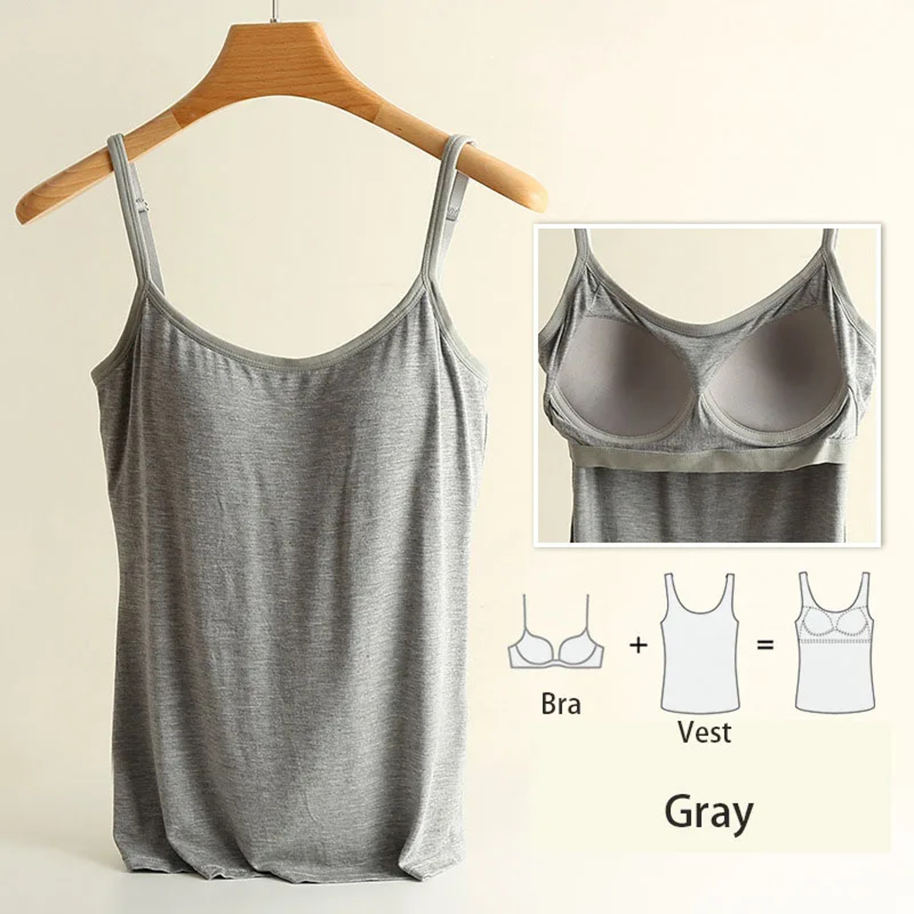 Womens Modal Padded Camisole Tank Top with Built In Cups and High Stretch – view 8