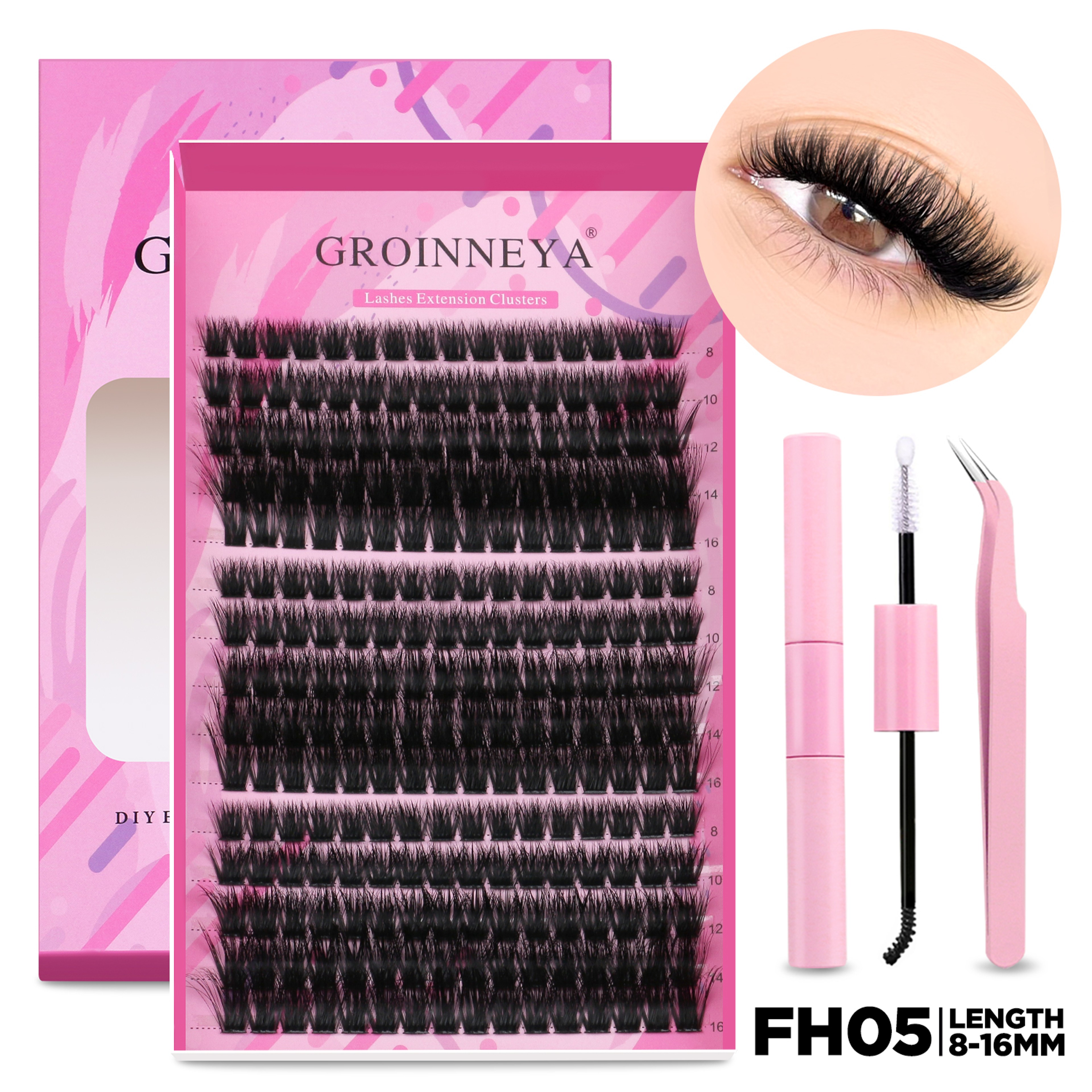 GROINNEYA DIY Lash Extension Kit Cluster Lashes With Bond  Seal For SalonQuality At Home 10