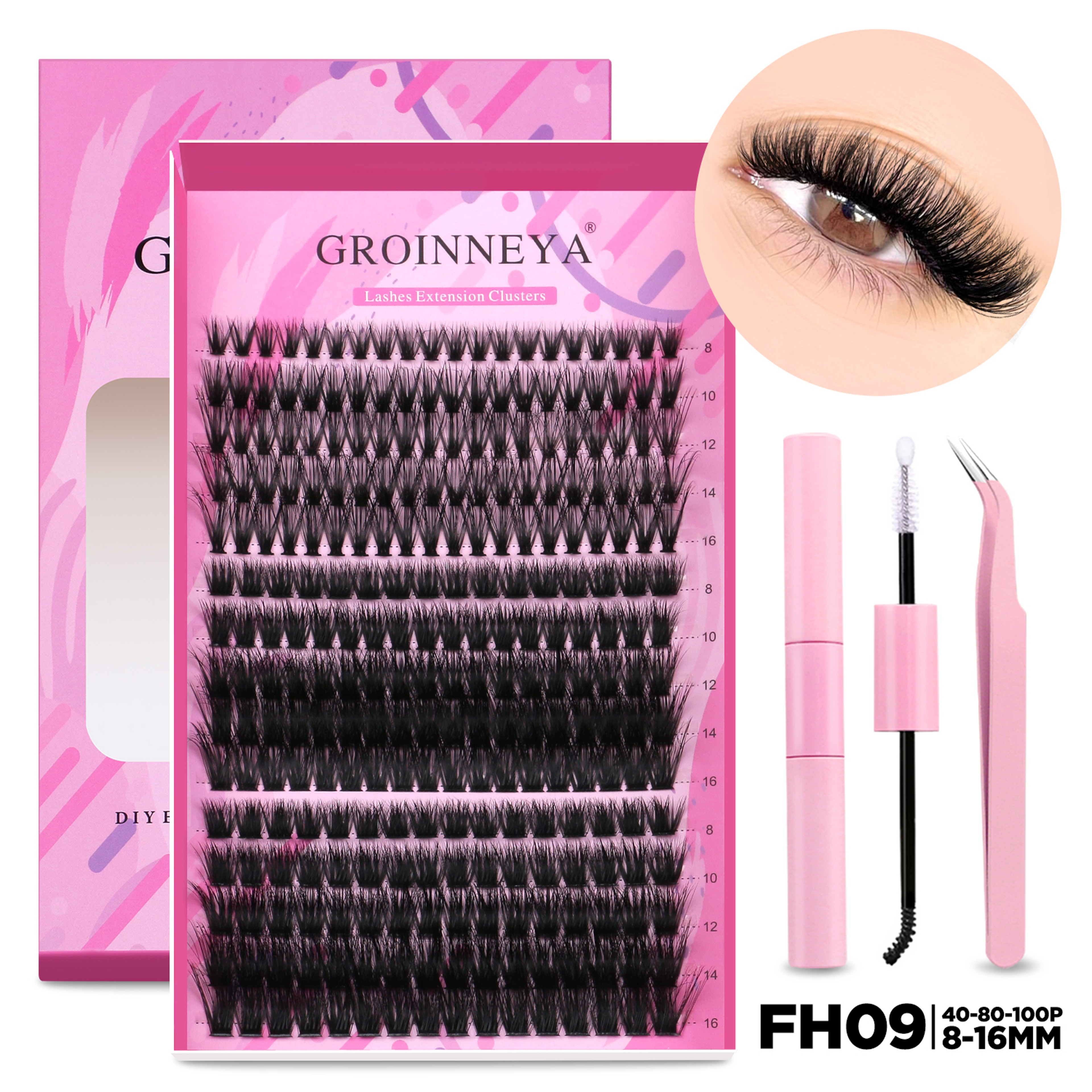 GROINNEYA DIY Lash Extension Kit Cluster Lashes With Bond  Seal For SalonQuality At Home 14