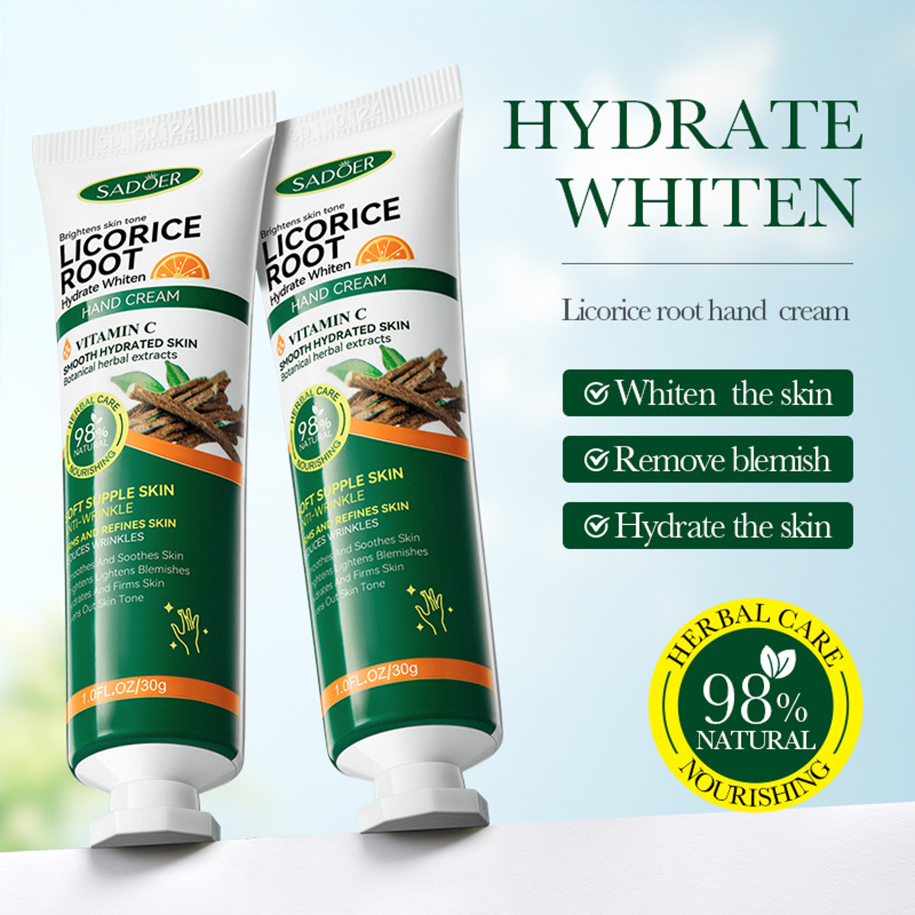 Vitamin C Licorice Hydrating Hands Hand Cream Moisturizing, Nourishing Brightening Skin Care Products, Revitalize Softne – view 2