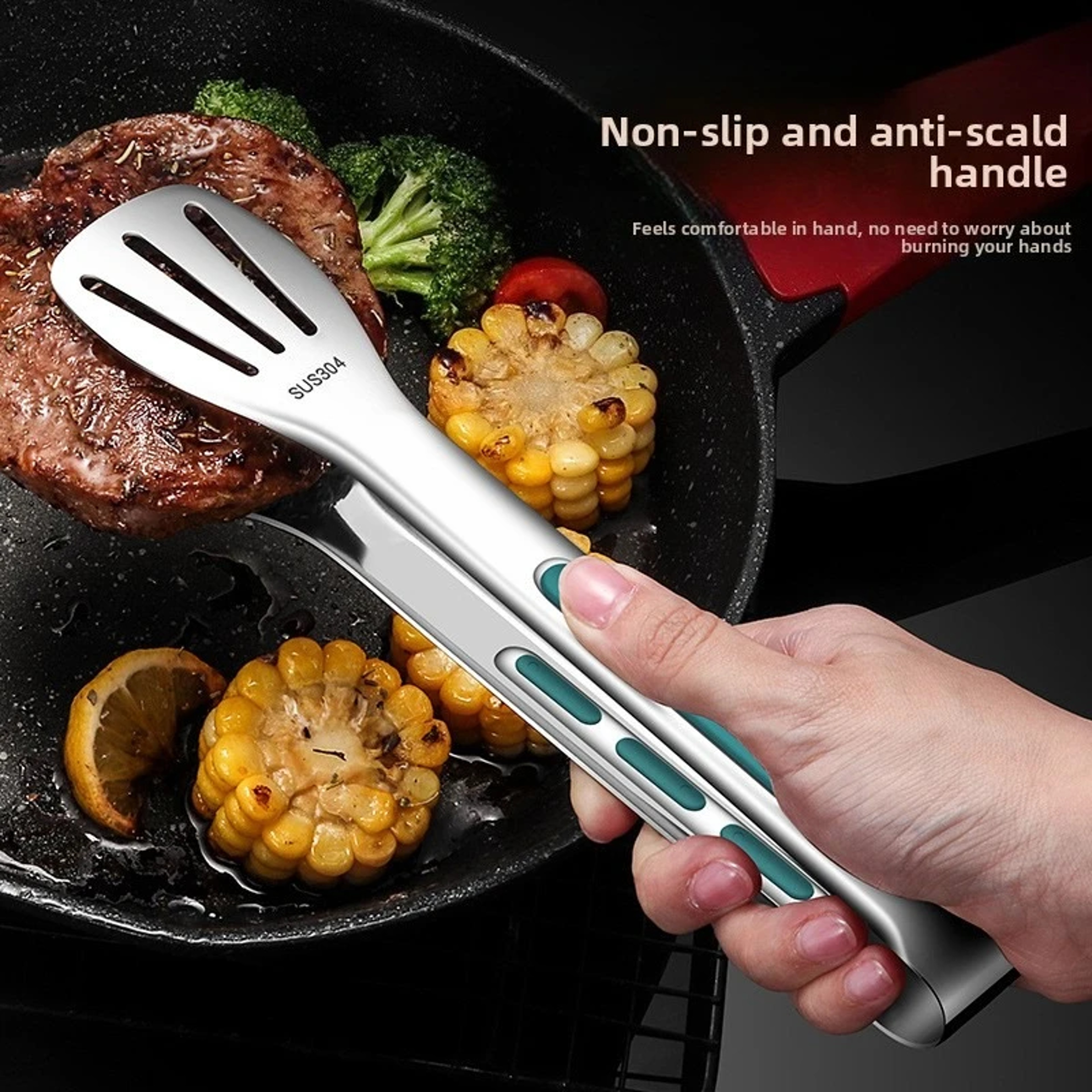 Stainless Steel Food Tongs Heatresistant Steak Tongs Kitchen Buffet Barbecue Clips For Roasted Meat 2