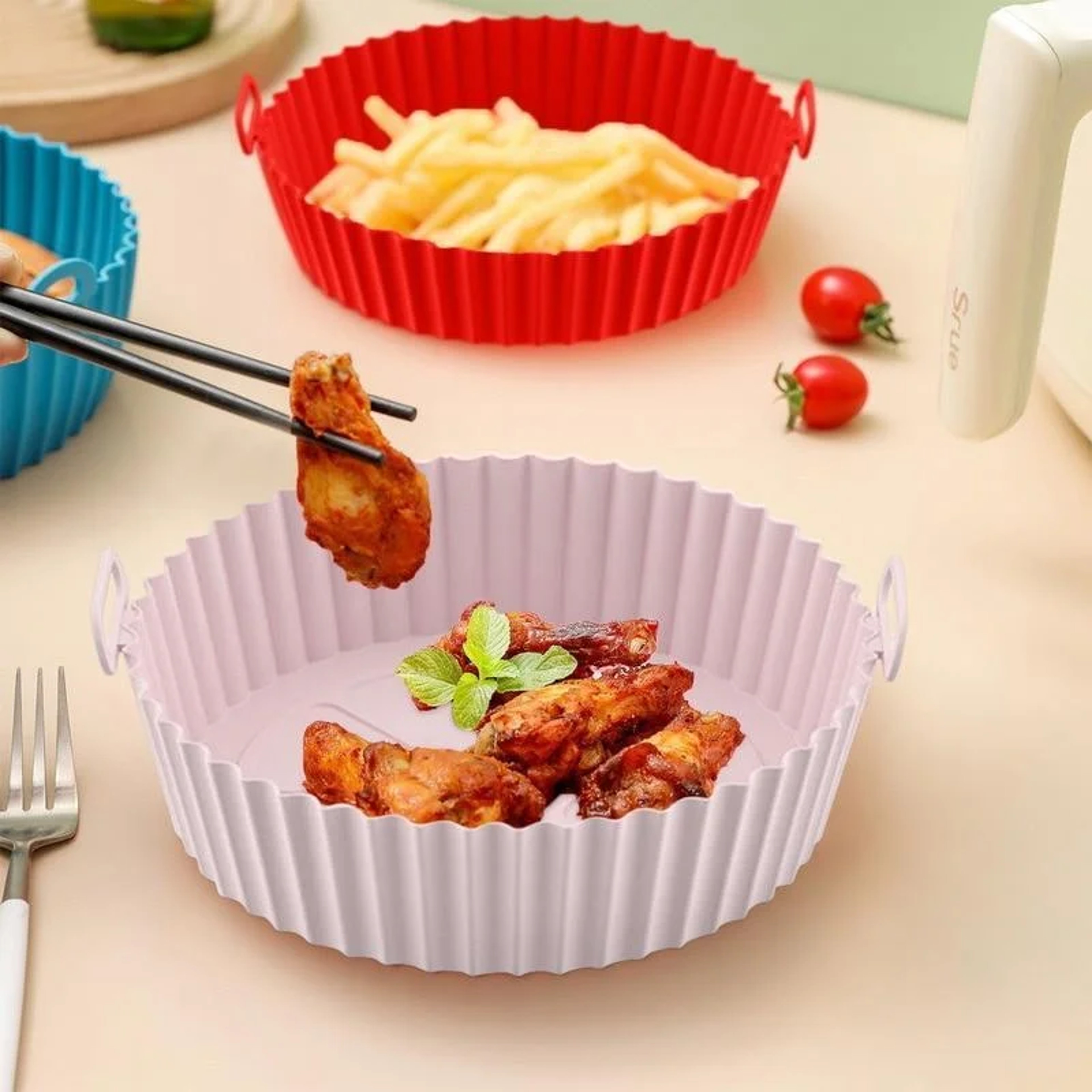Air Fryer Silicone Liners, Reusable Silicone Air Fryer Pot, Non Stick Basket Accessories for Food Safety – view 5
