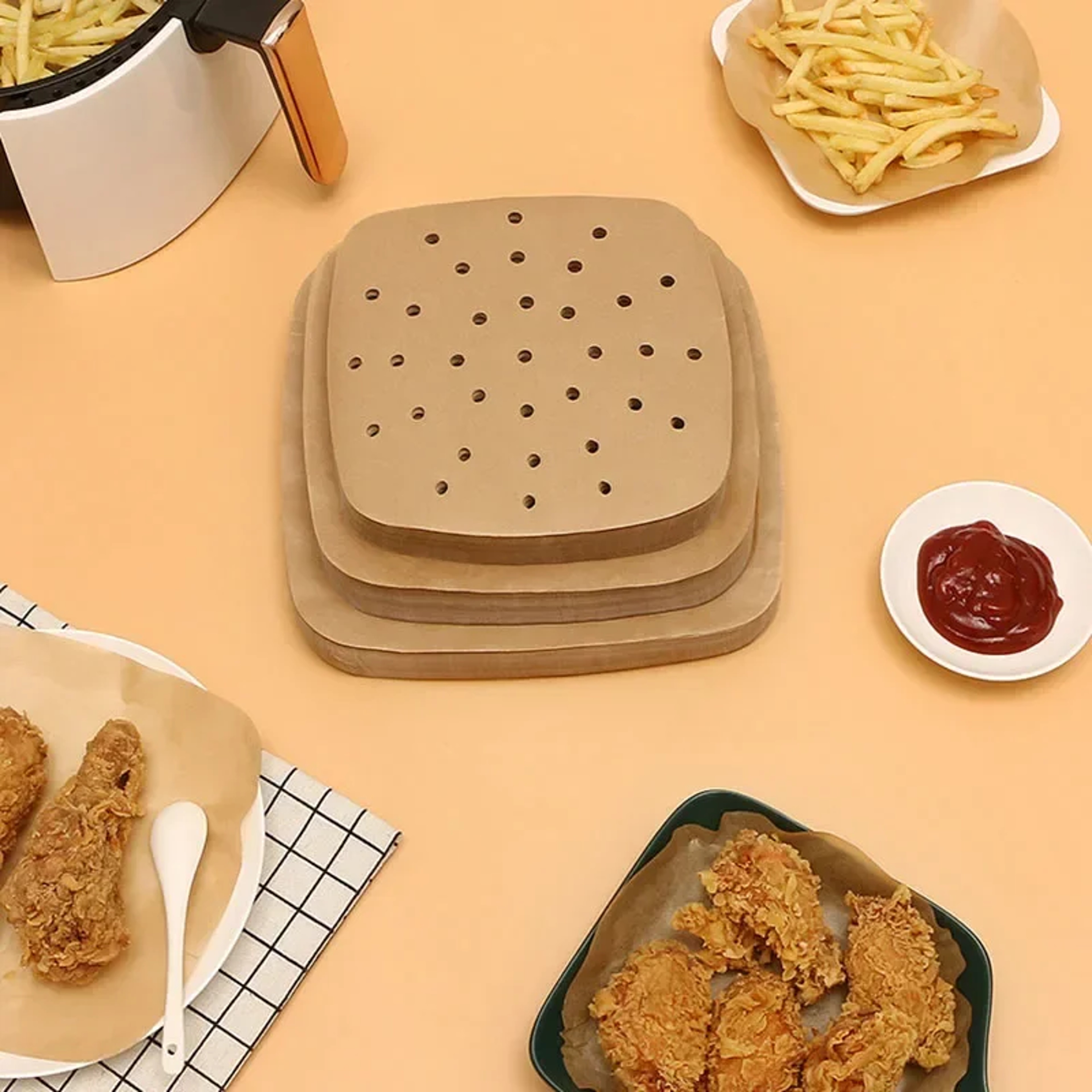 Air Fryer Baking Paper, High-Temperature Resistant Silicone Tin Paper, Oil Absorbing Sheets for Household Use – view 6