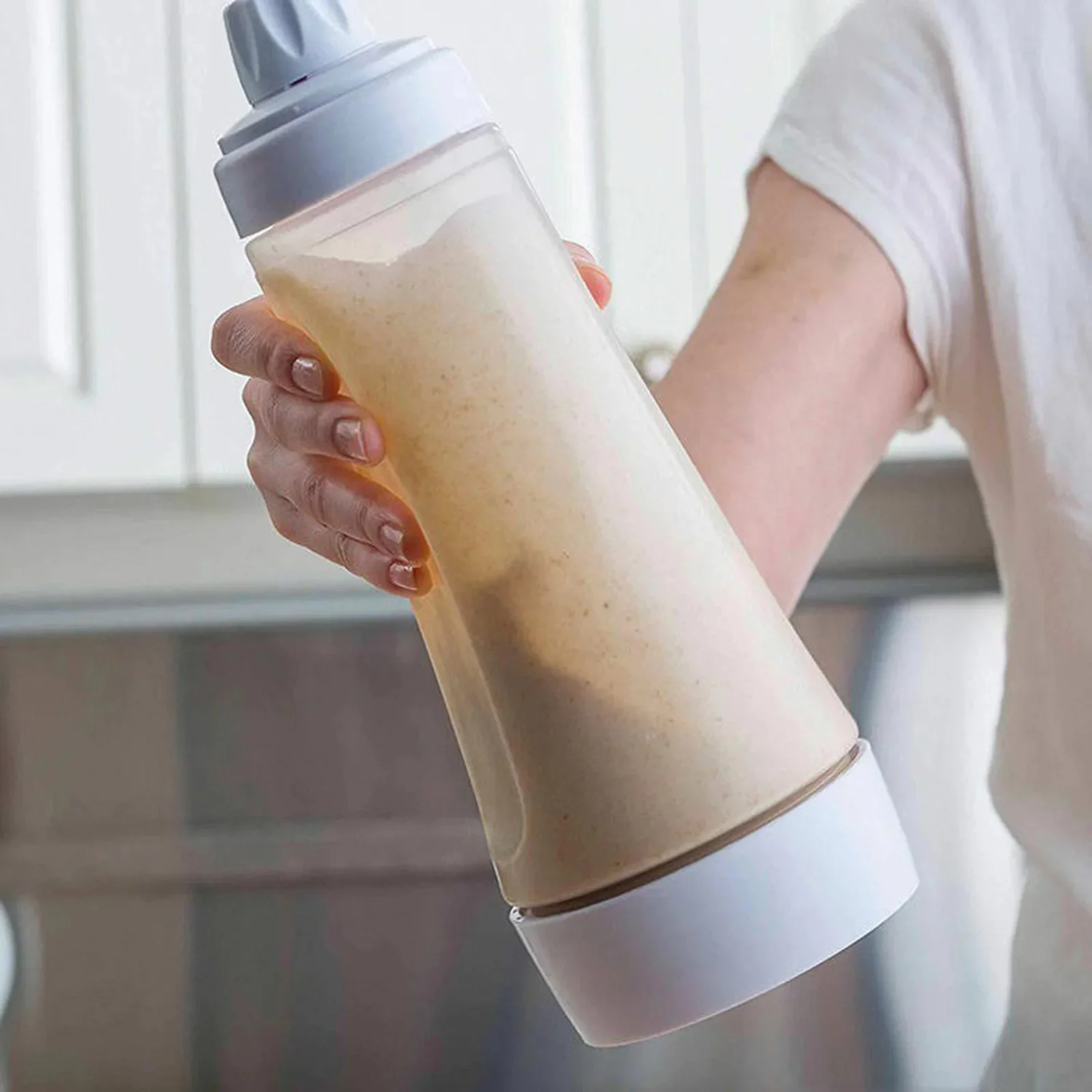 Handheld Pancake Batter Mixer Bottle With Measurement Marks Cream Whisk Blender Ball Dispenser Waff 5