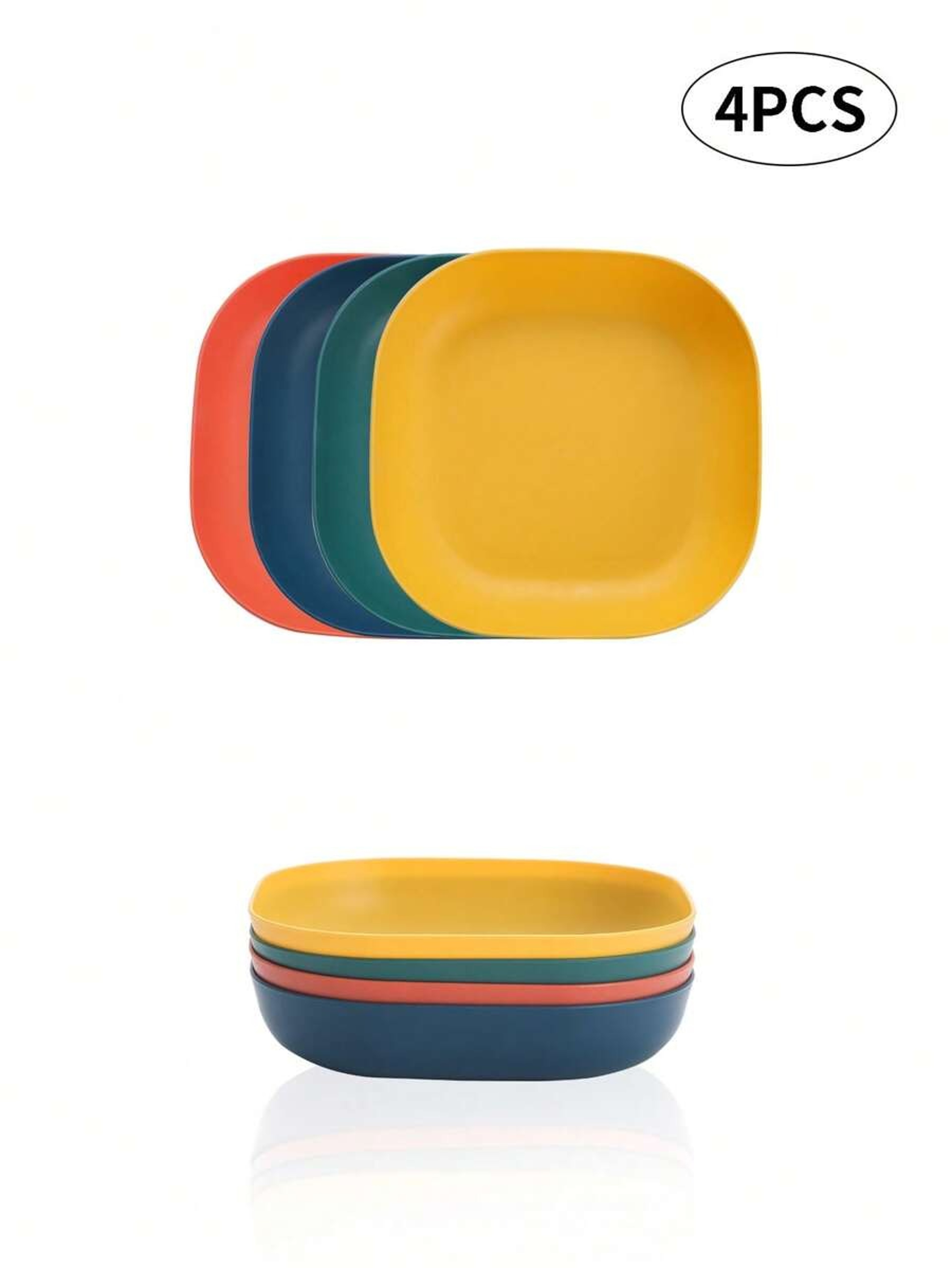 Square Reusable Plastic Dessert Plates, Durable Tableware for Camping, Dishwasher and Microwave Safe – view 2