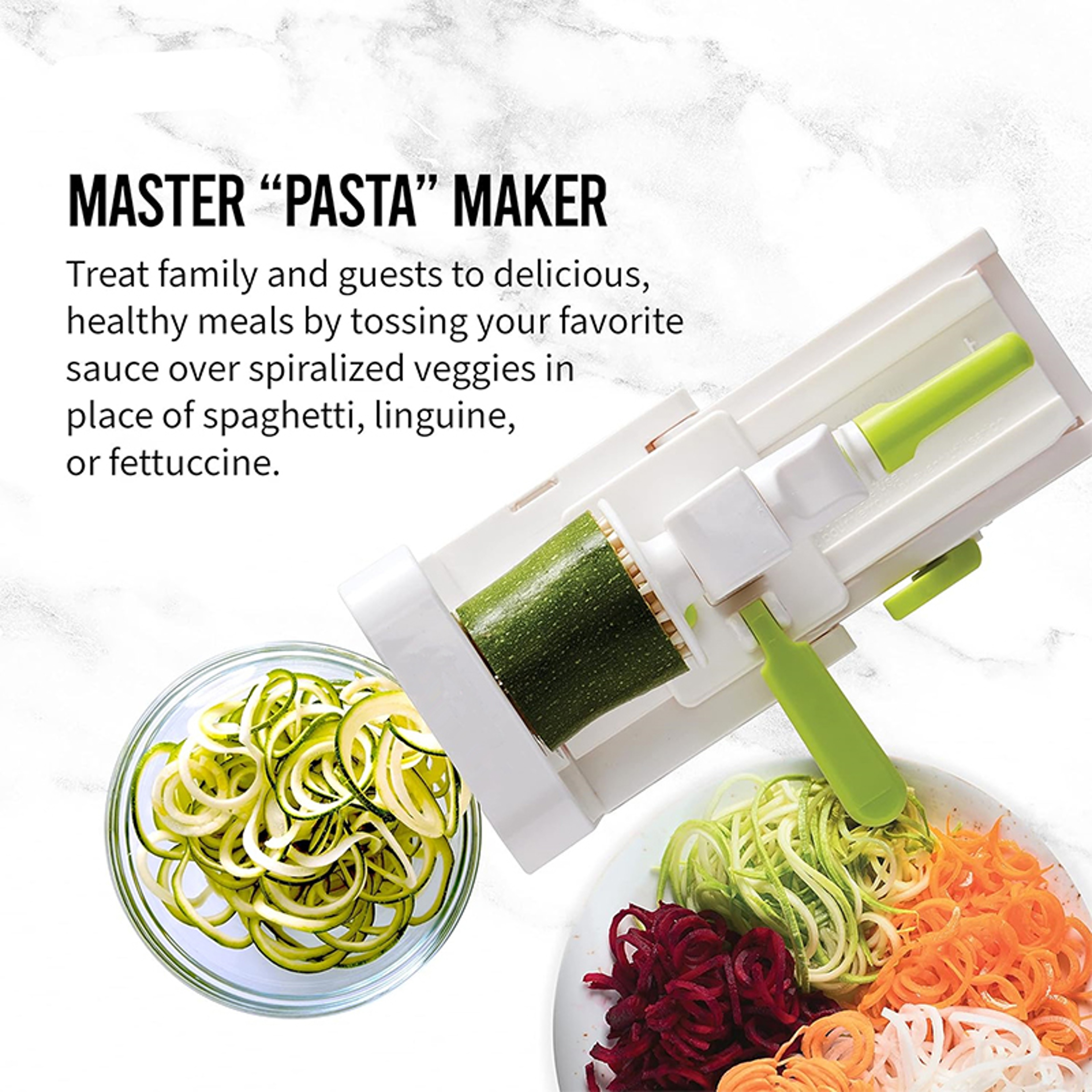 Vegetable Spiralizer Slicer, Rotary Cheese Grater, Foldable Veggie Pasta Maker, Vegetable Shredder – view 6