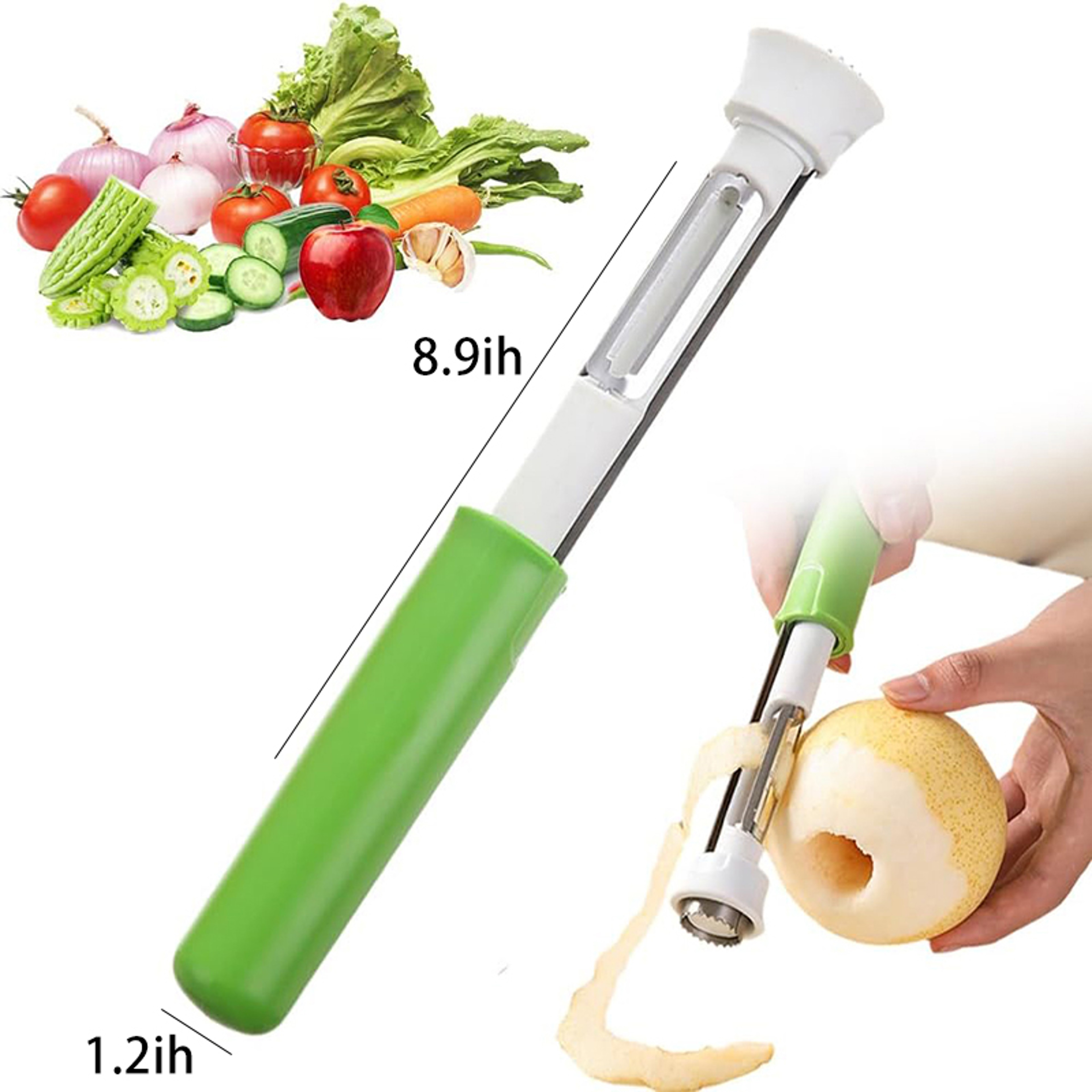Stainless Steel Fruit Corer Adjustable Apple Core Remover Tool With Peeler Kitchen Gadget For Pears 4