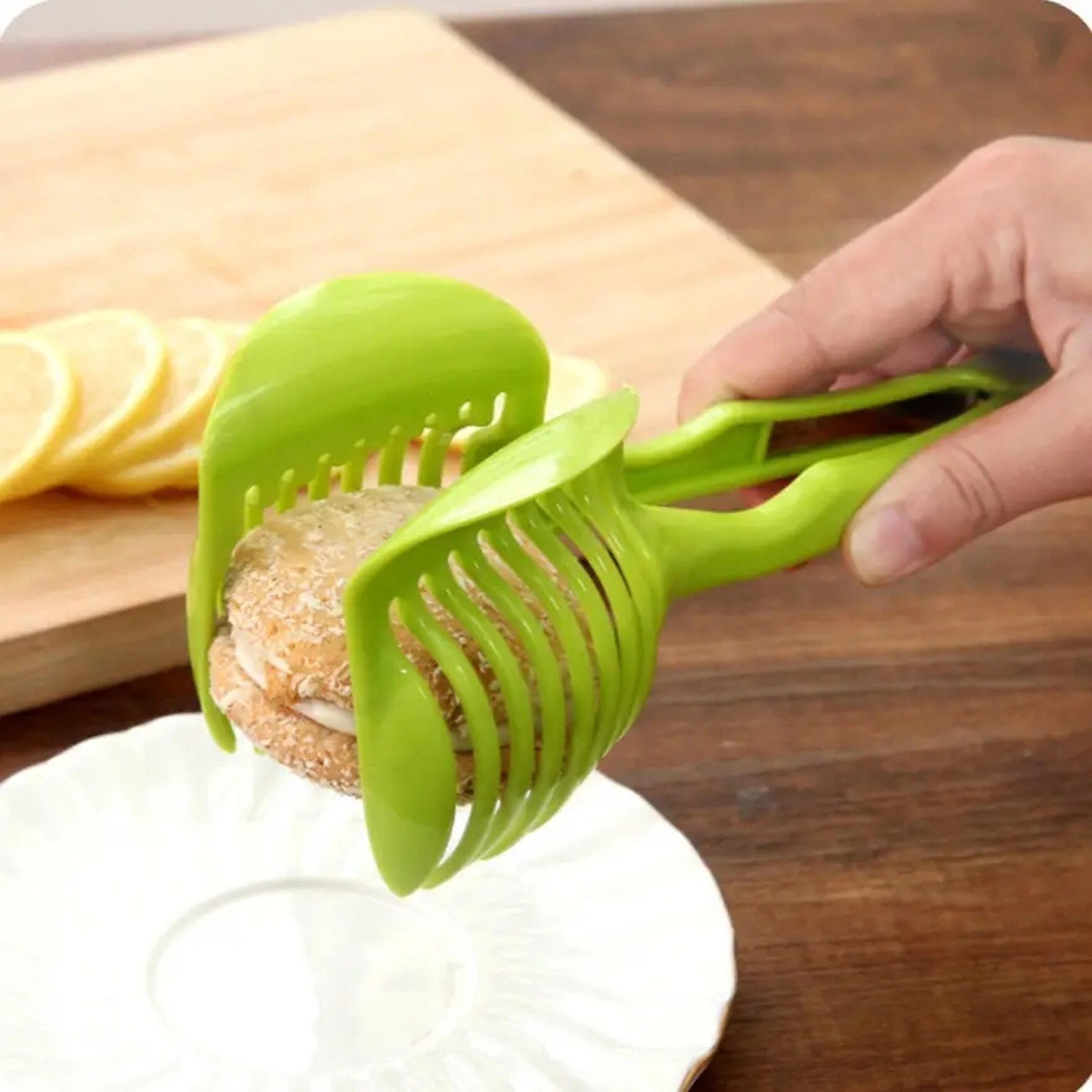 Plastic Kitchen Handheld Potato Slicer Tomato Cutter Tool Lemon Cutting Cooking Kitchen Accessories 3