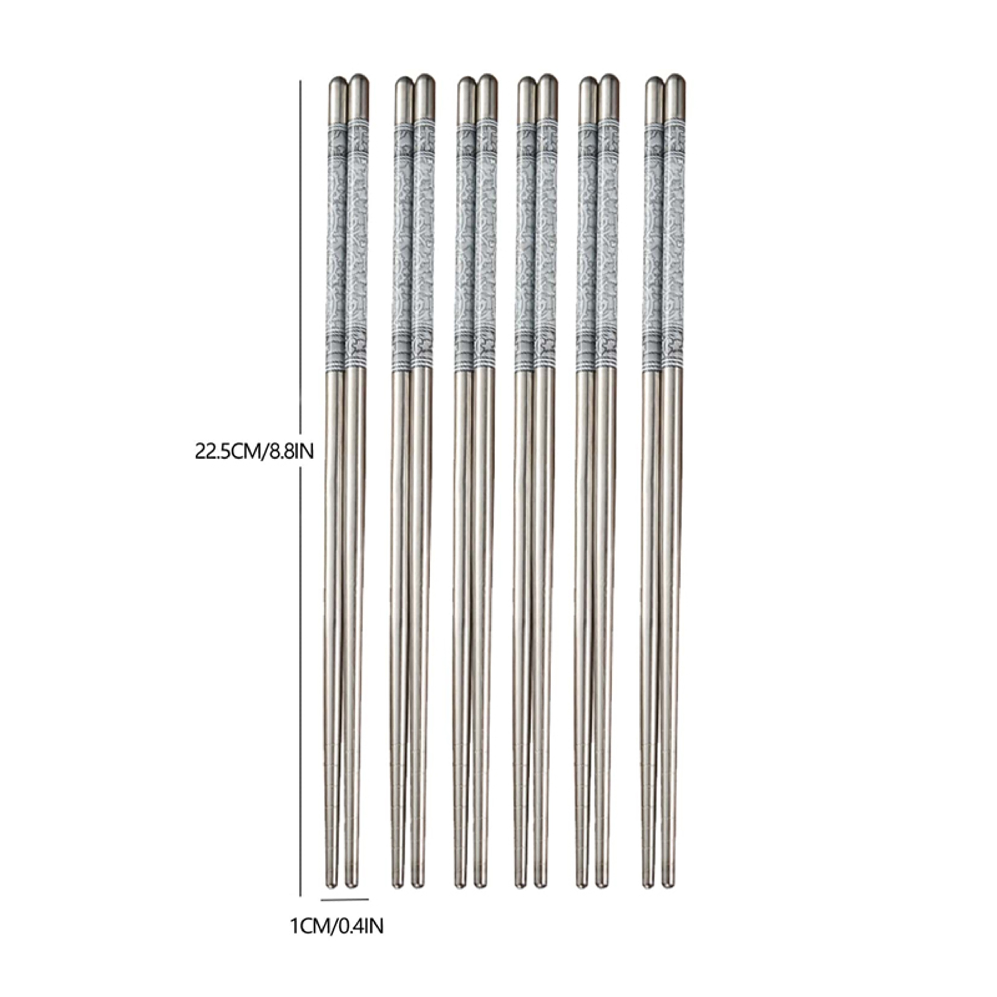 Stainless Steel Chopsticks, Dishwasher Safe, Reusable Metal Non-Slip Chopsticks, Blue, White Pattern – view 6
