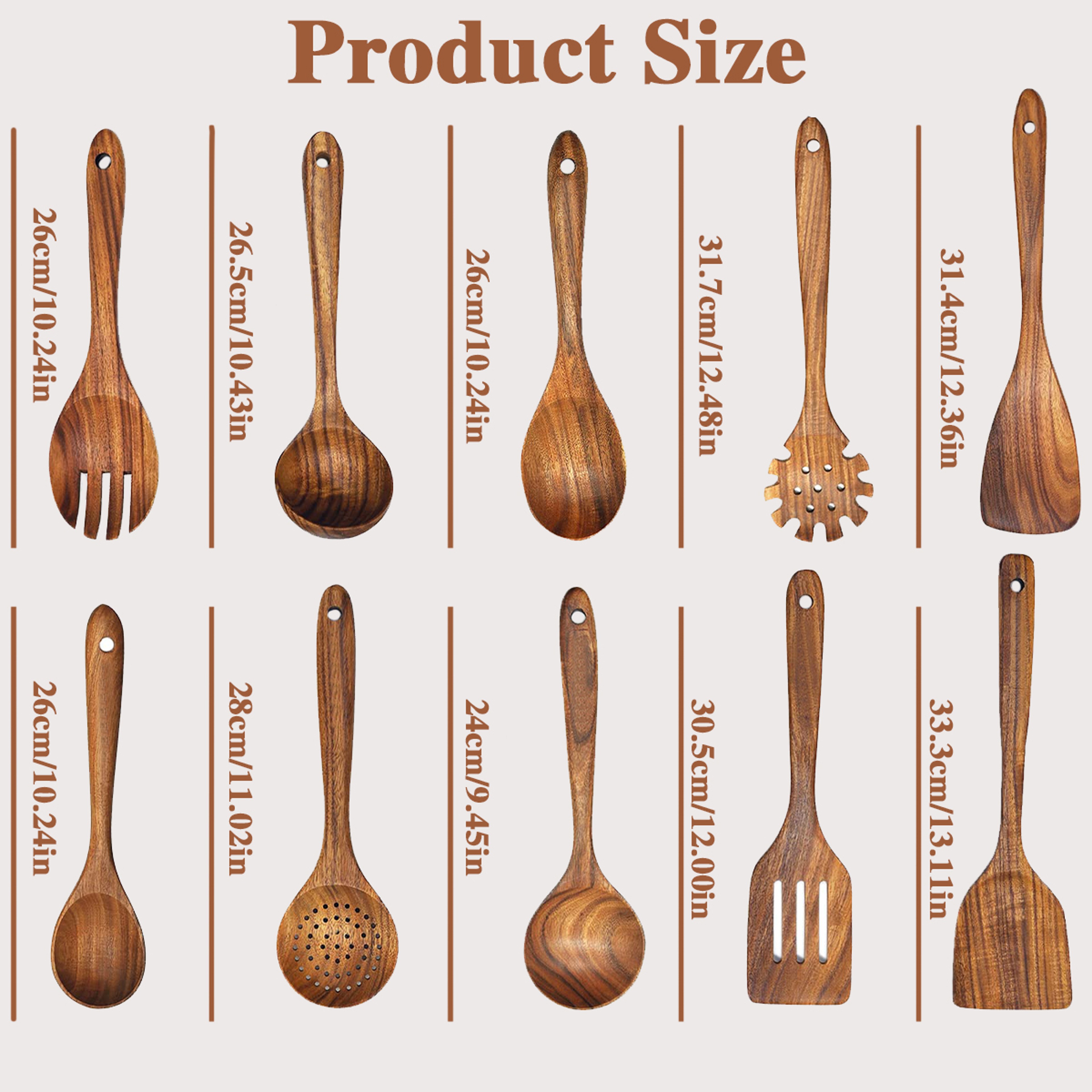 Wooden Spoons Kitchen Set, Wooden Utensils for Cooking, Wooden Kitchen Utensils Set for Home Use – view 2