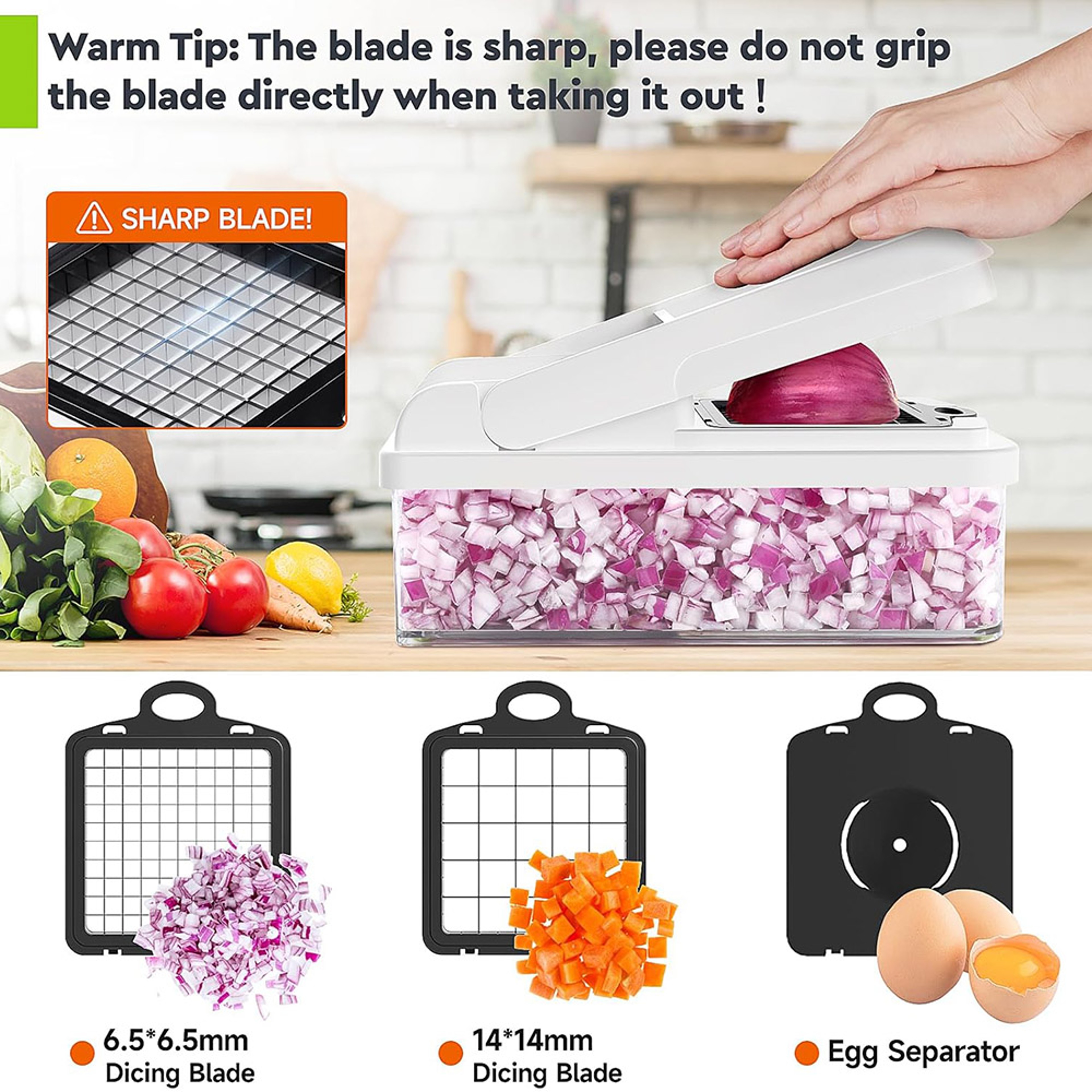 QuickPrep 15 in 1 Vegetable Chopper with 7 Blades, Food Chopper & Mandoline Slicer Container – view 4