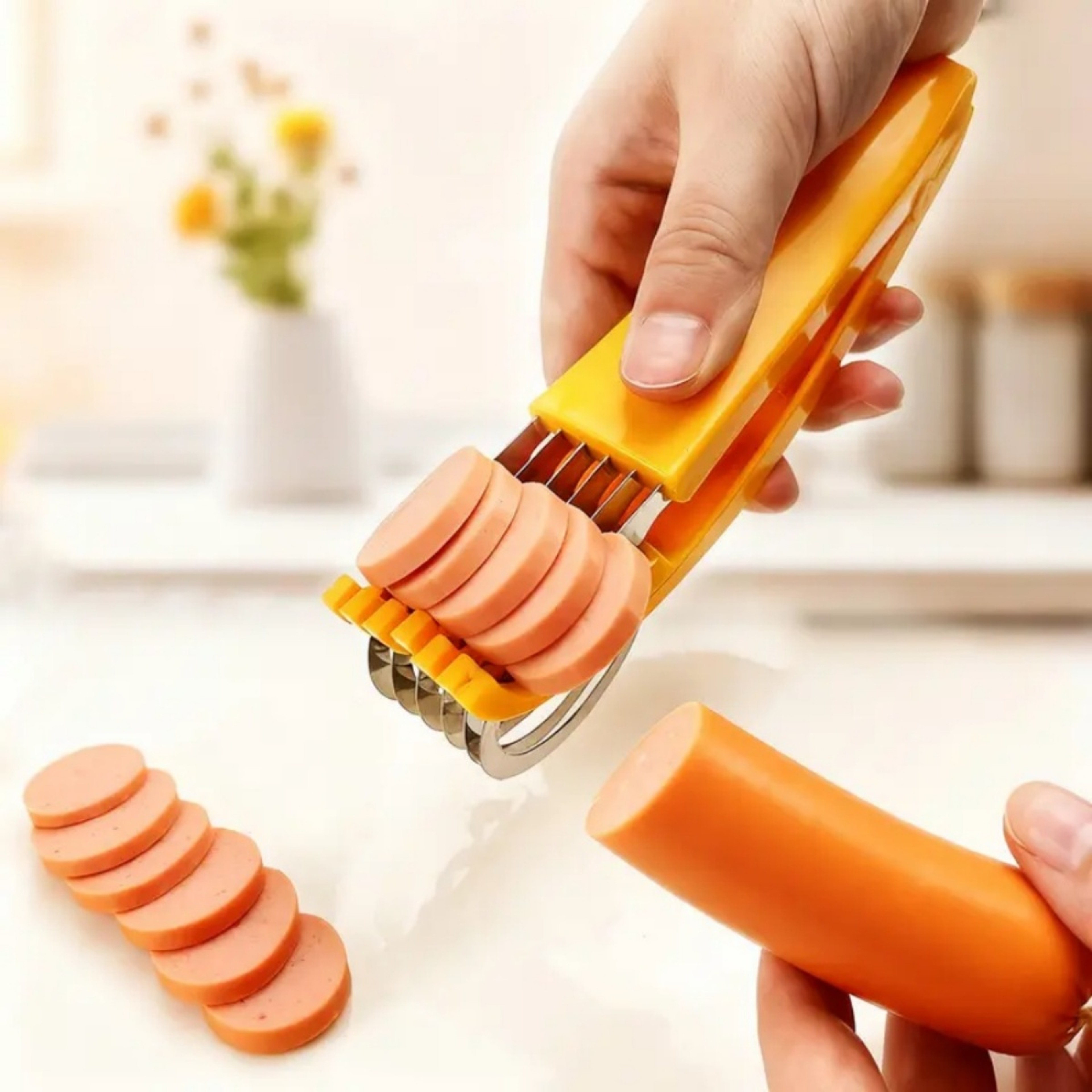 QuickSlice Banana Slicer & Fruit Cutter with Stainless Steel Blades – view 3