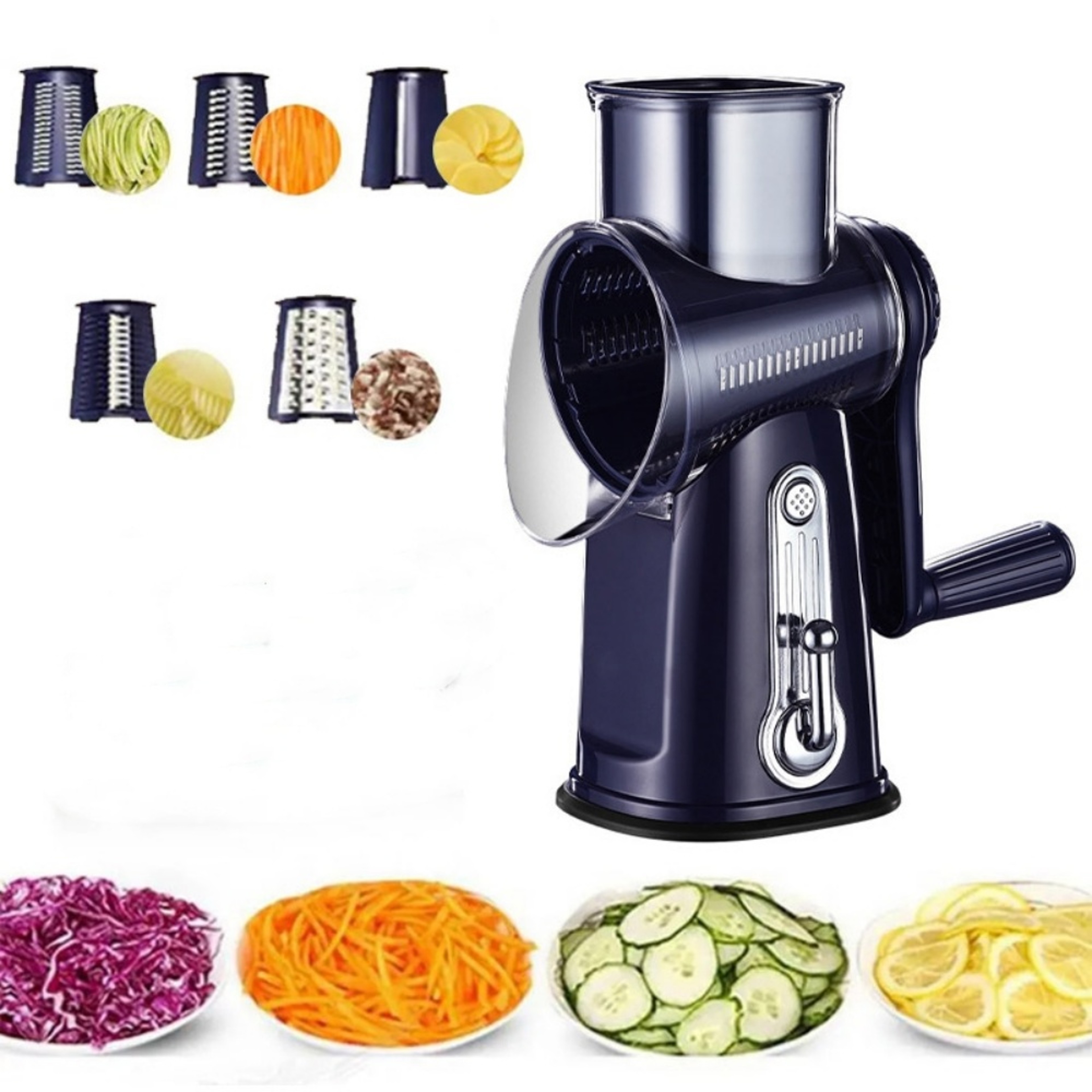 5 Blade Rotary Vegetable Slicer & Cheese Grater Hand Crank Kitchen Cutter – view 1