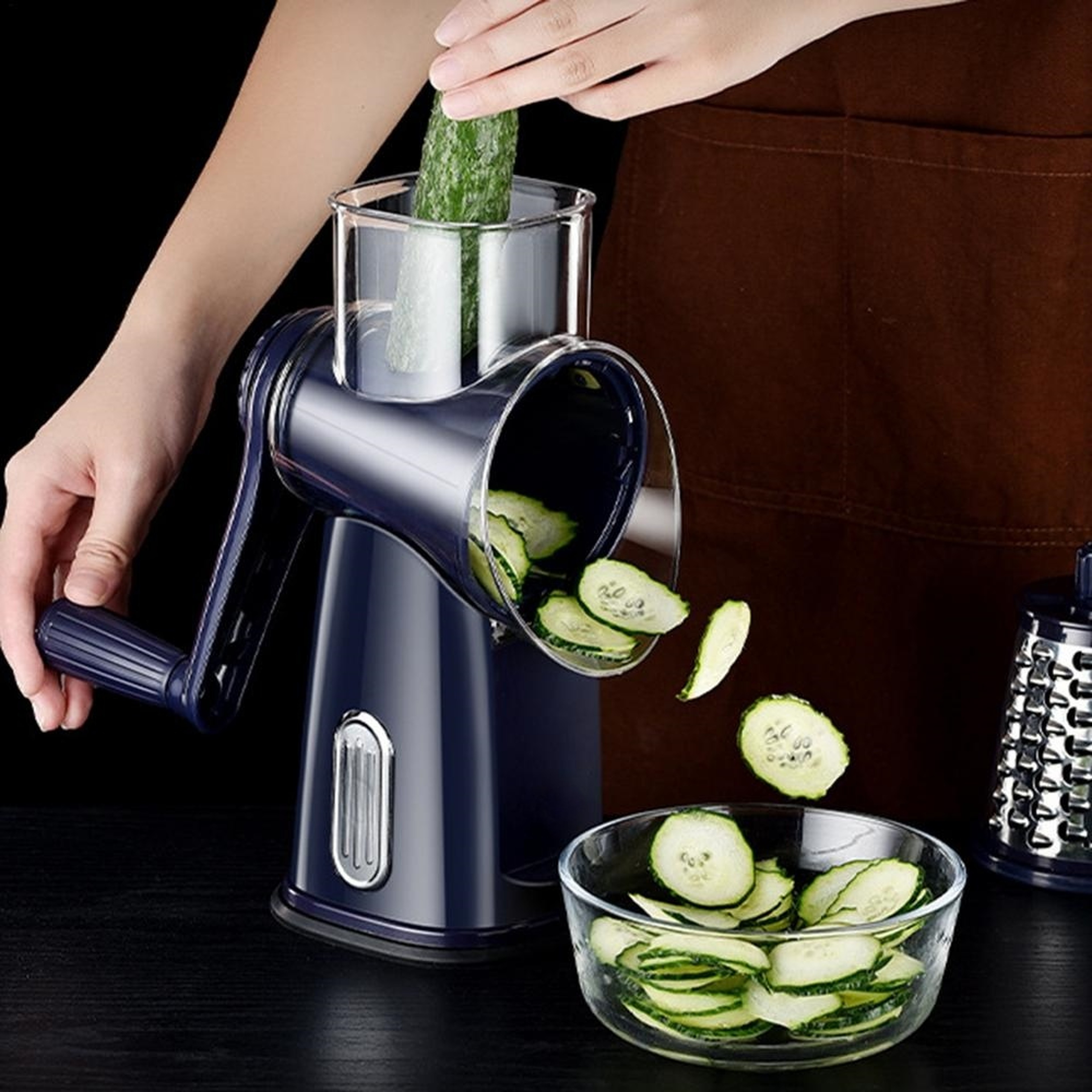 5 Blade Rotary Vegetable Slicer & Cheese Grater Hand Crank Kitchen Cutter – view 4