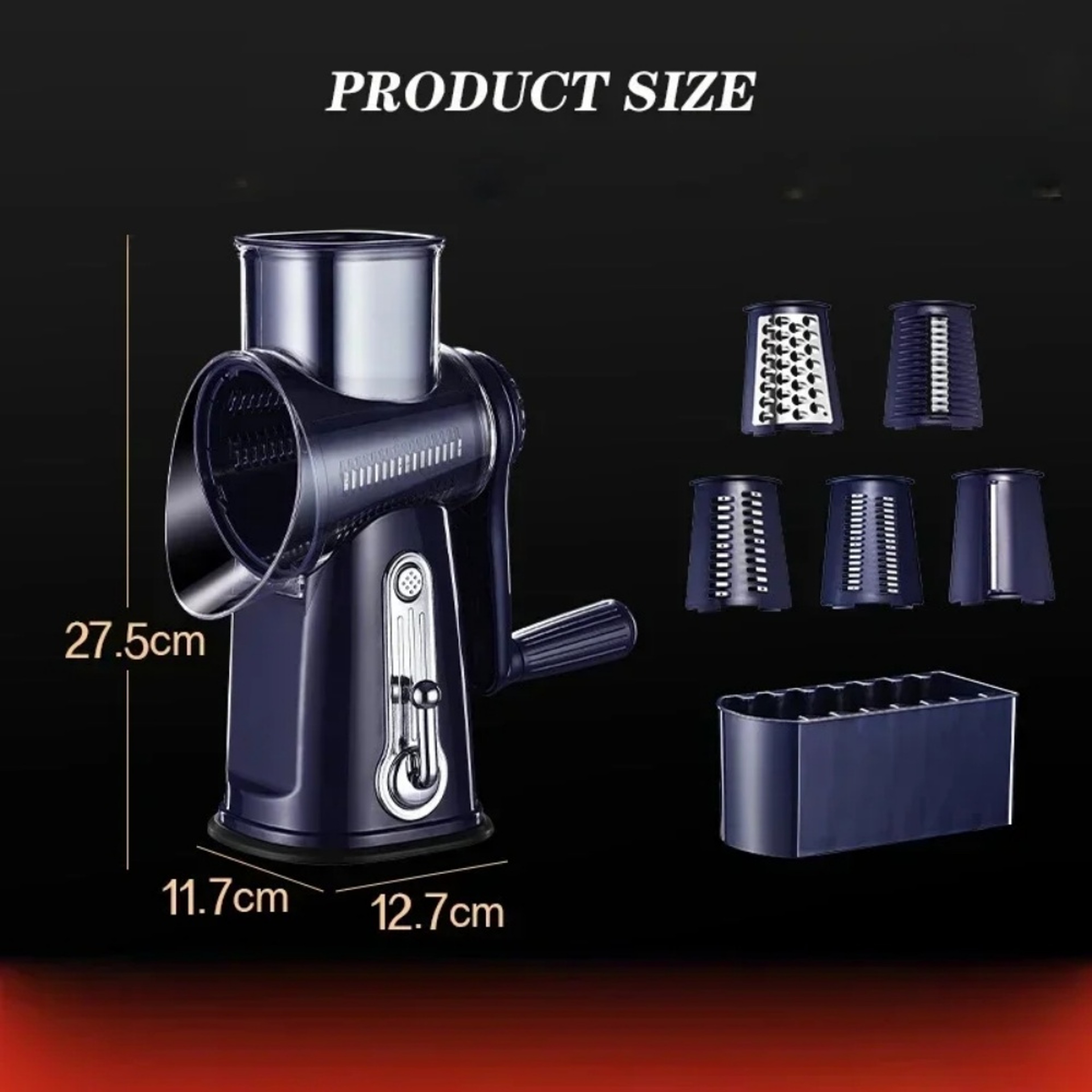 5 Blade Rotary Vegetable Slicer & Cheese Grater Hand Crank Kitchen Cutter – view 6
