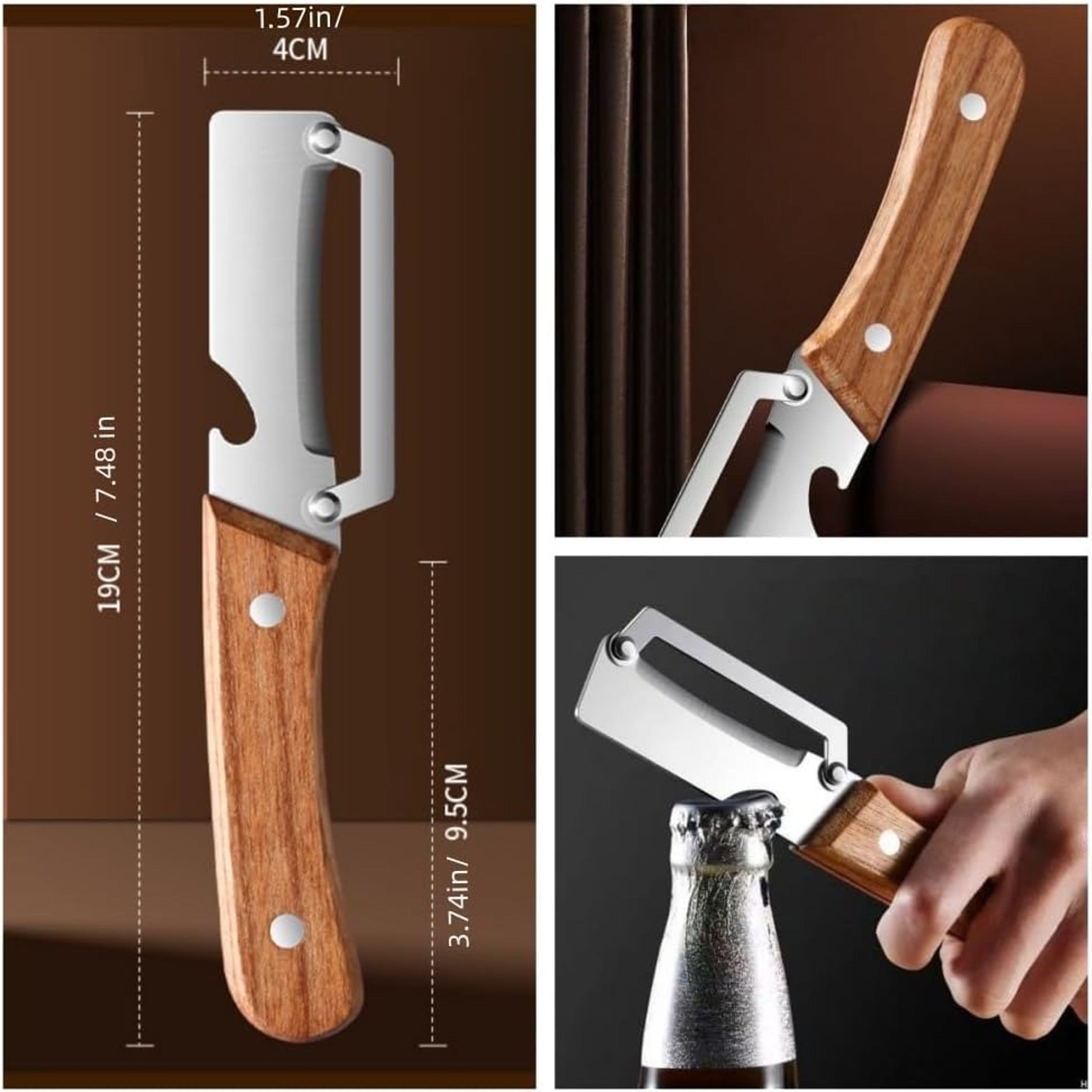 2 in 1 Vegetable Peeler with Bottle Opener & Ergonomic Wooden Handle – view 3