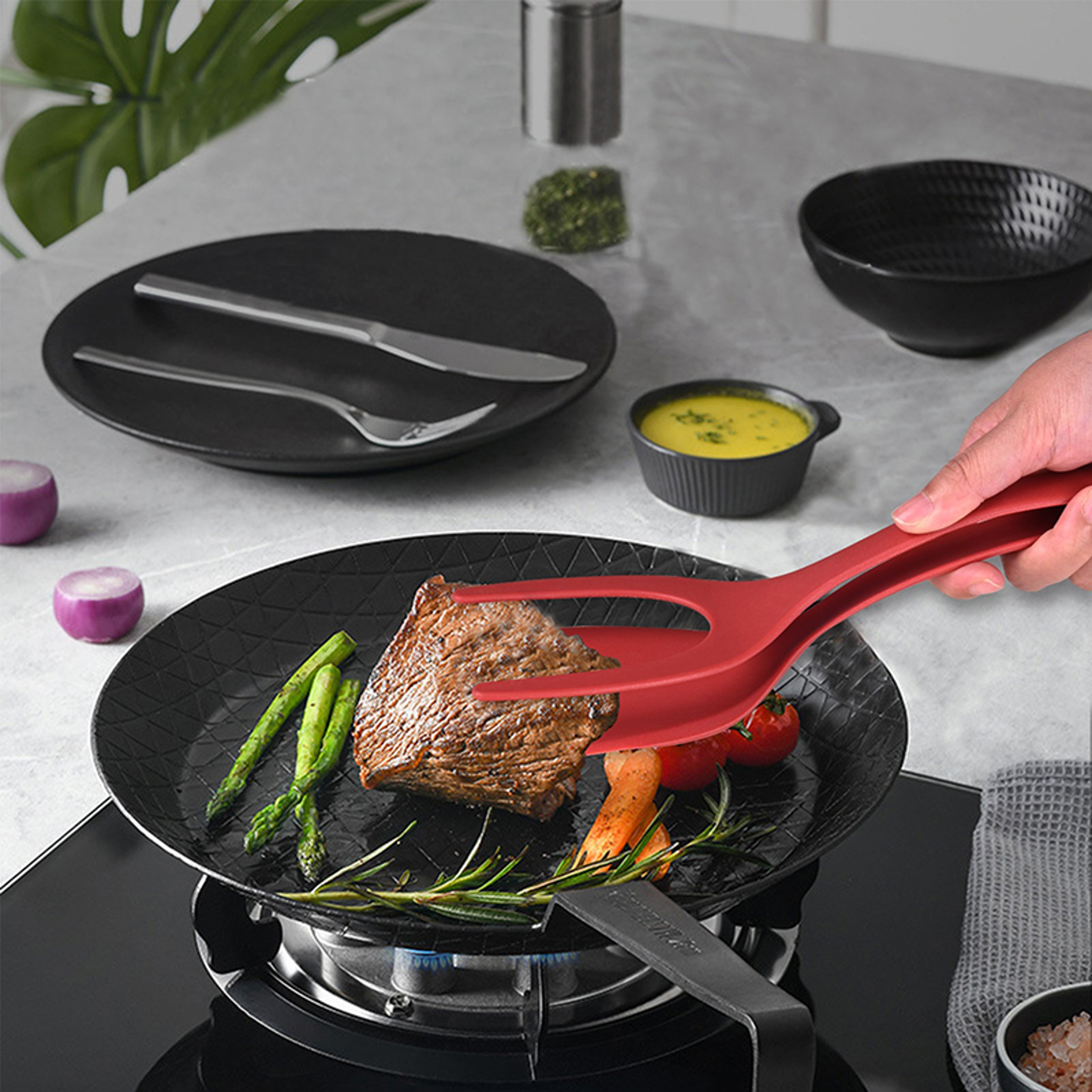 2 In 1 Spatula Tongs For Easy Pancake Egg  Omelet Flipping 1