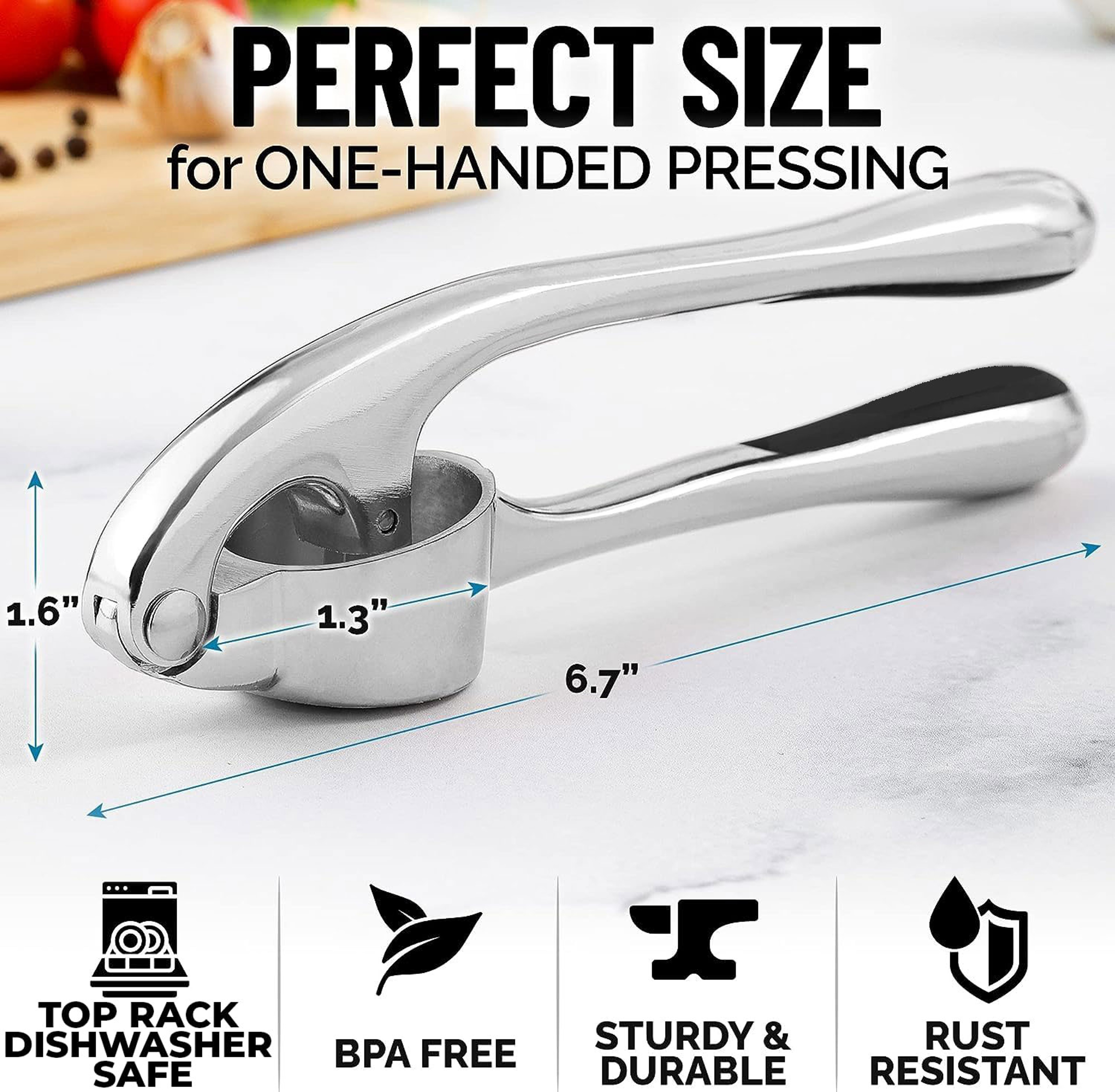 Premium Stainless Steel Garlic Press Rocker & Garlic Mincer Tool – view 4