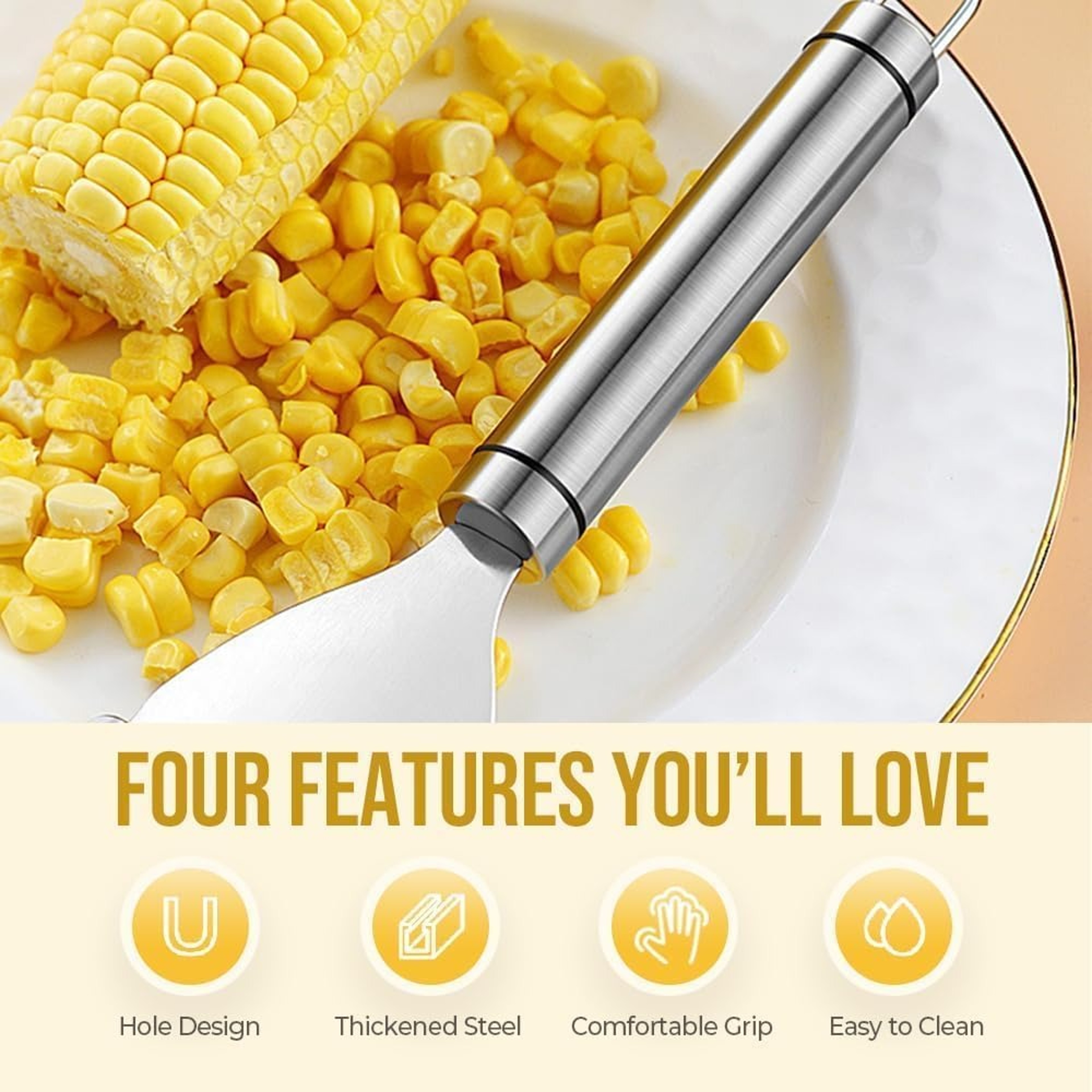 Efficient Corn Kernel Stripper Tool Corn Cob Peeler & Kernel Remover for Easy Kitchen Prep – view 2