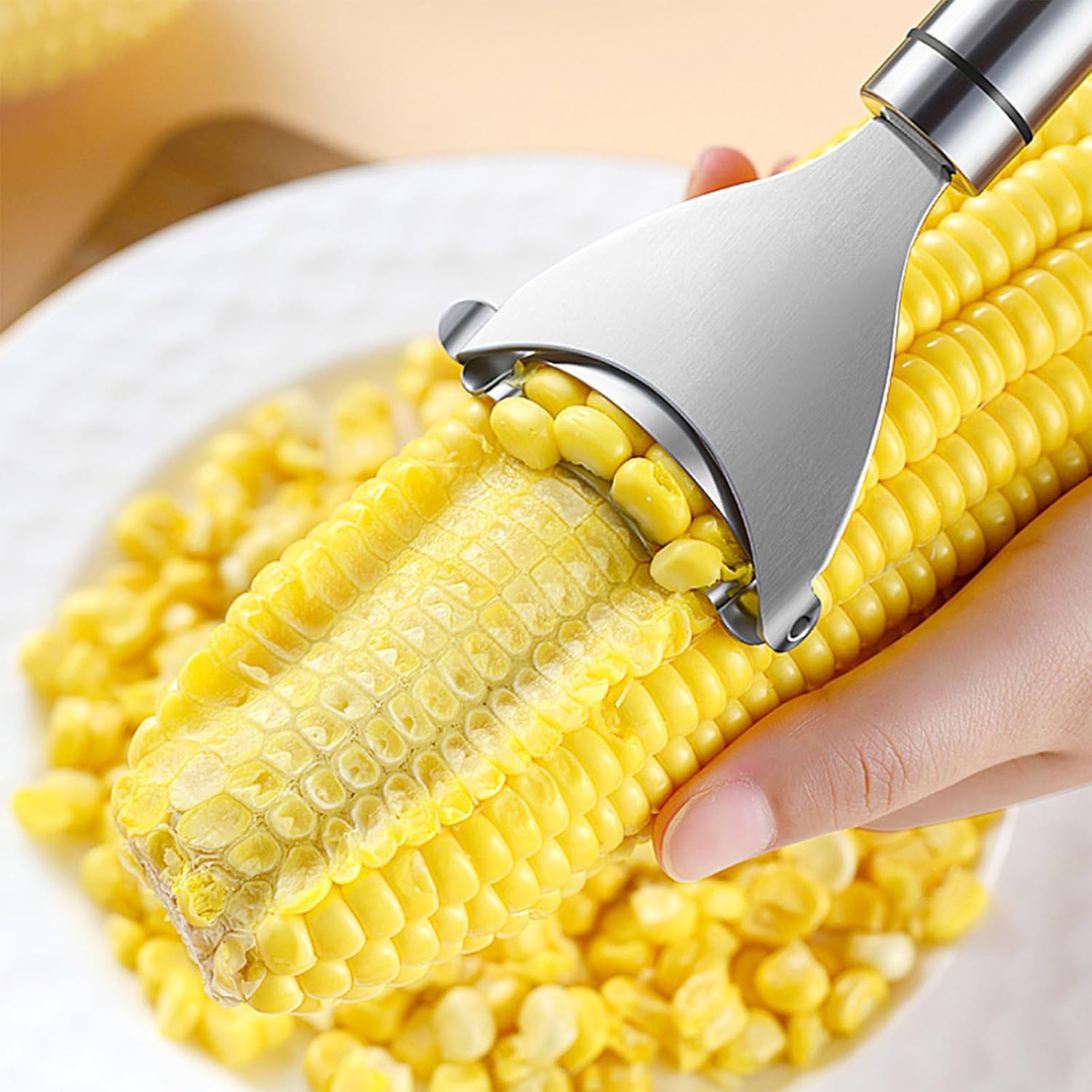 Stainless Steel Corn Peeler Ergonomic Corn Stripper Kitchen Tool for Fast Kernel Removal – view 2