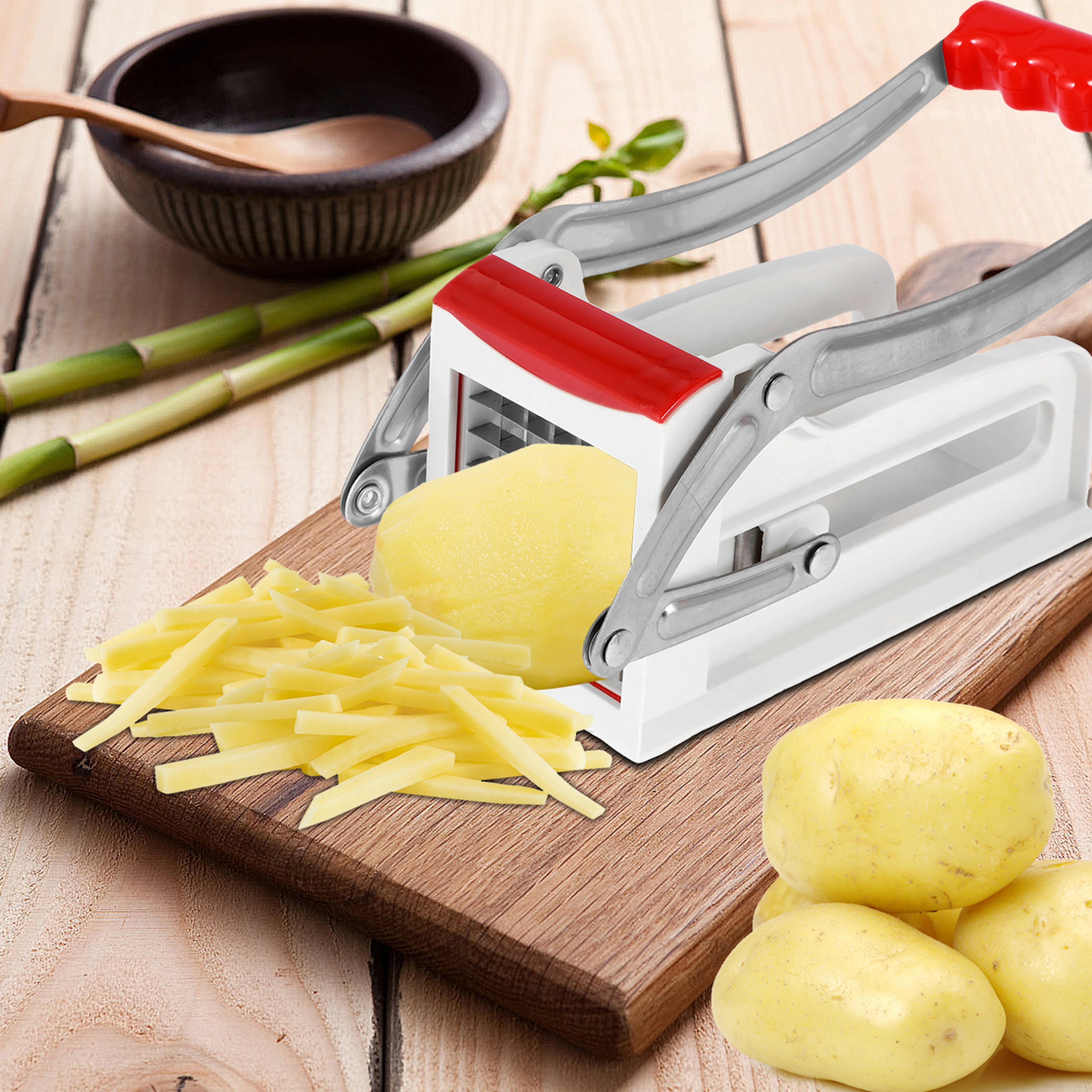 Stainless Steel French Fry Cutter with Interchangeable 25 & 49 Hole Potato Cutter Blades – view 5