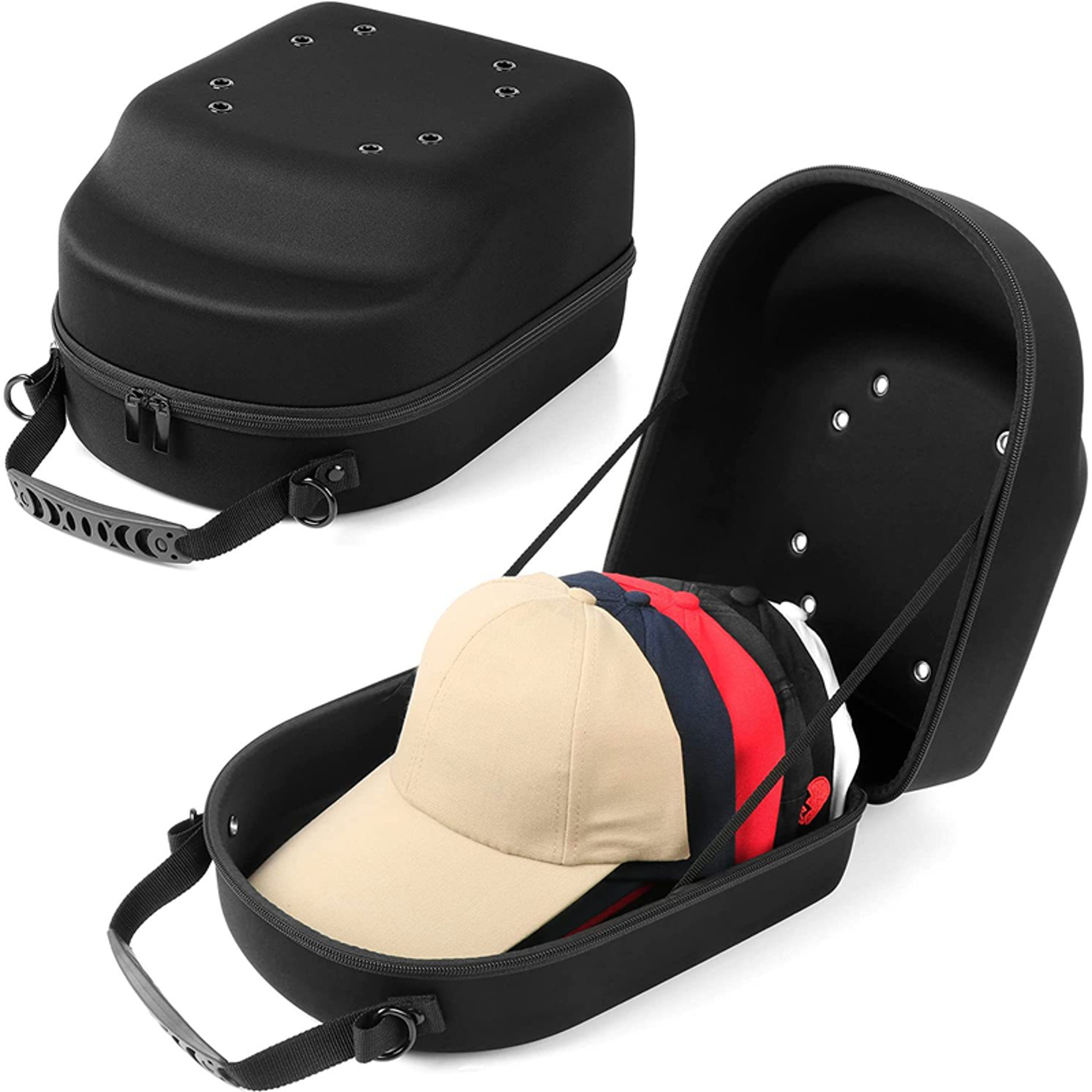 Hard Shell Hat Travel Case, Portable Outdoor Baseball Cap Carrier, Protective Storage Box for Caps with Handle – view 1