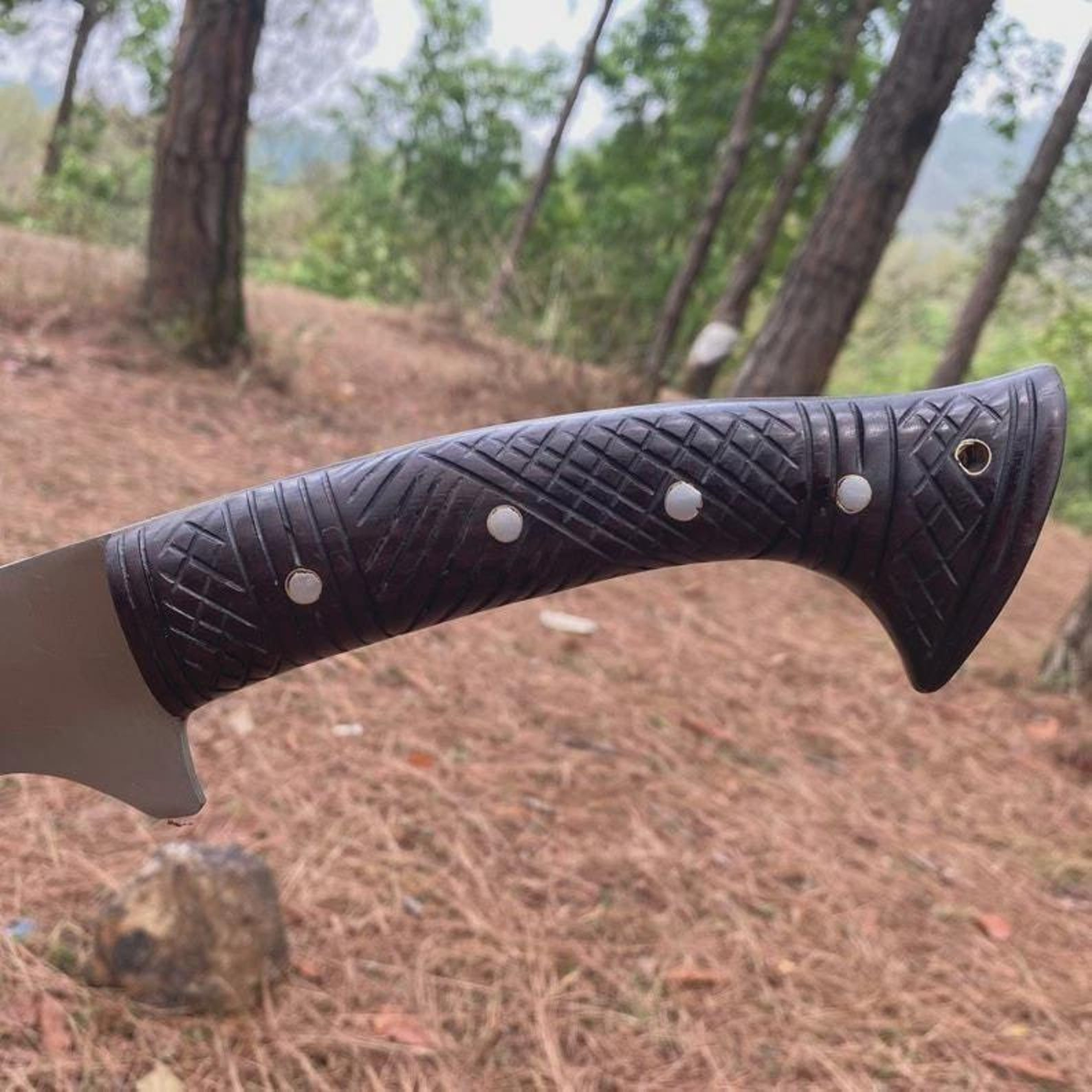 Handcrafted High Carbon Steel Kukri Sword With Serrated Spine  Rosewood Handle  Bushcraft Collector 1