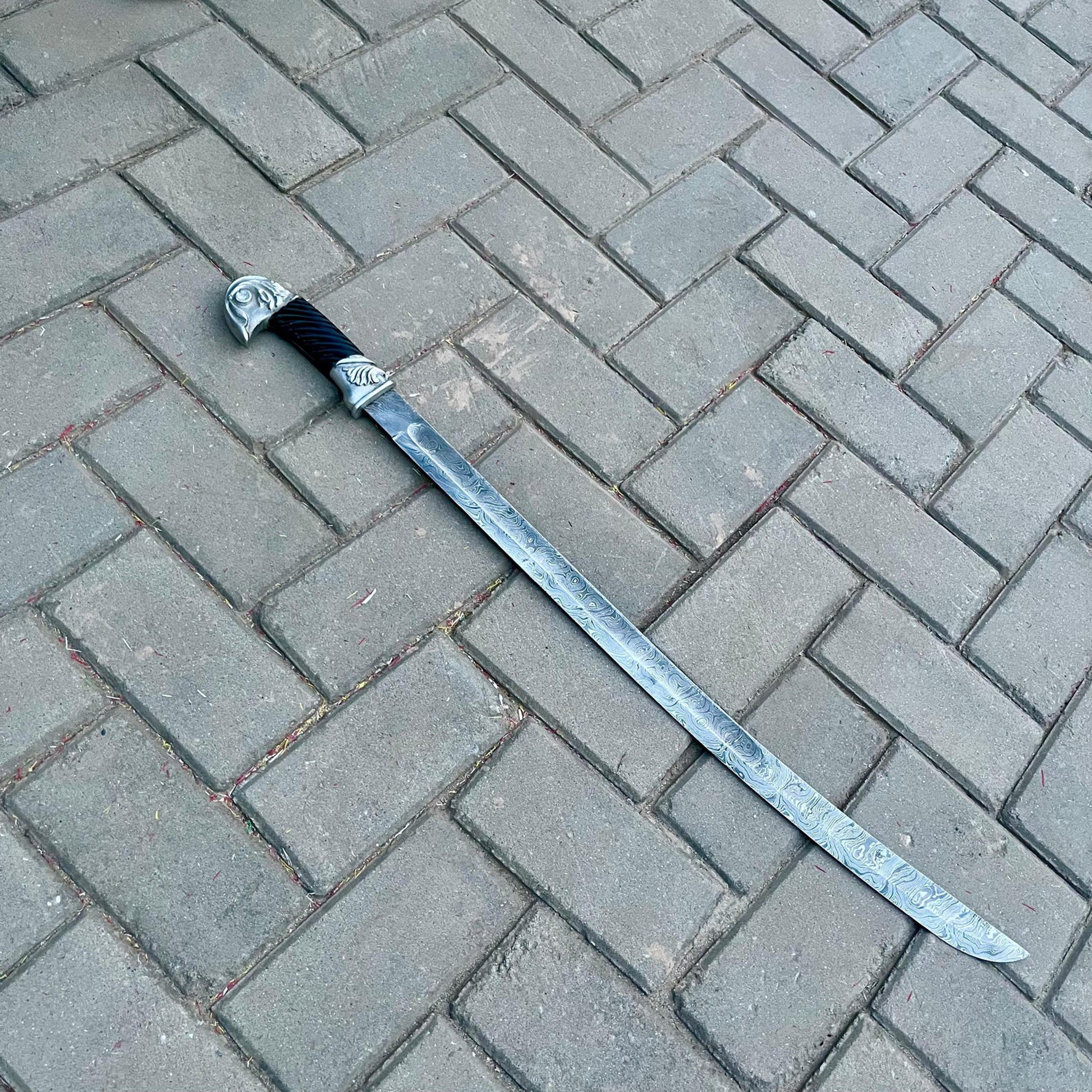 Handmade Damascus Steel Shashka Sword Collectible Historical Cavalry Sword Decorative Collectib 4