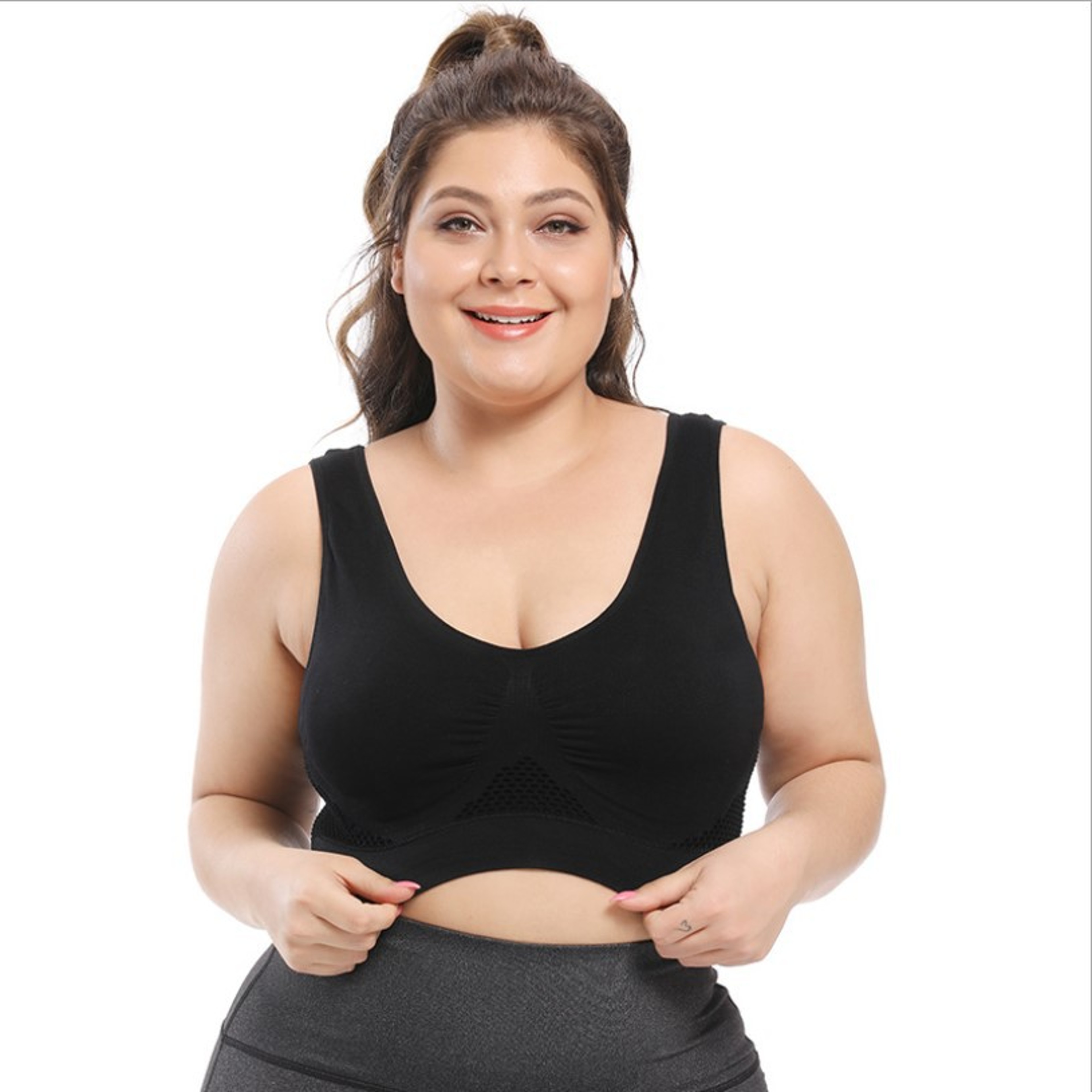Breathable Large Size Mesh Yoga  Running Sports Bra For Women  Wireless Comfort 3
