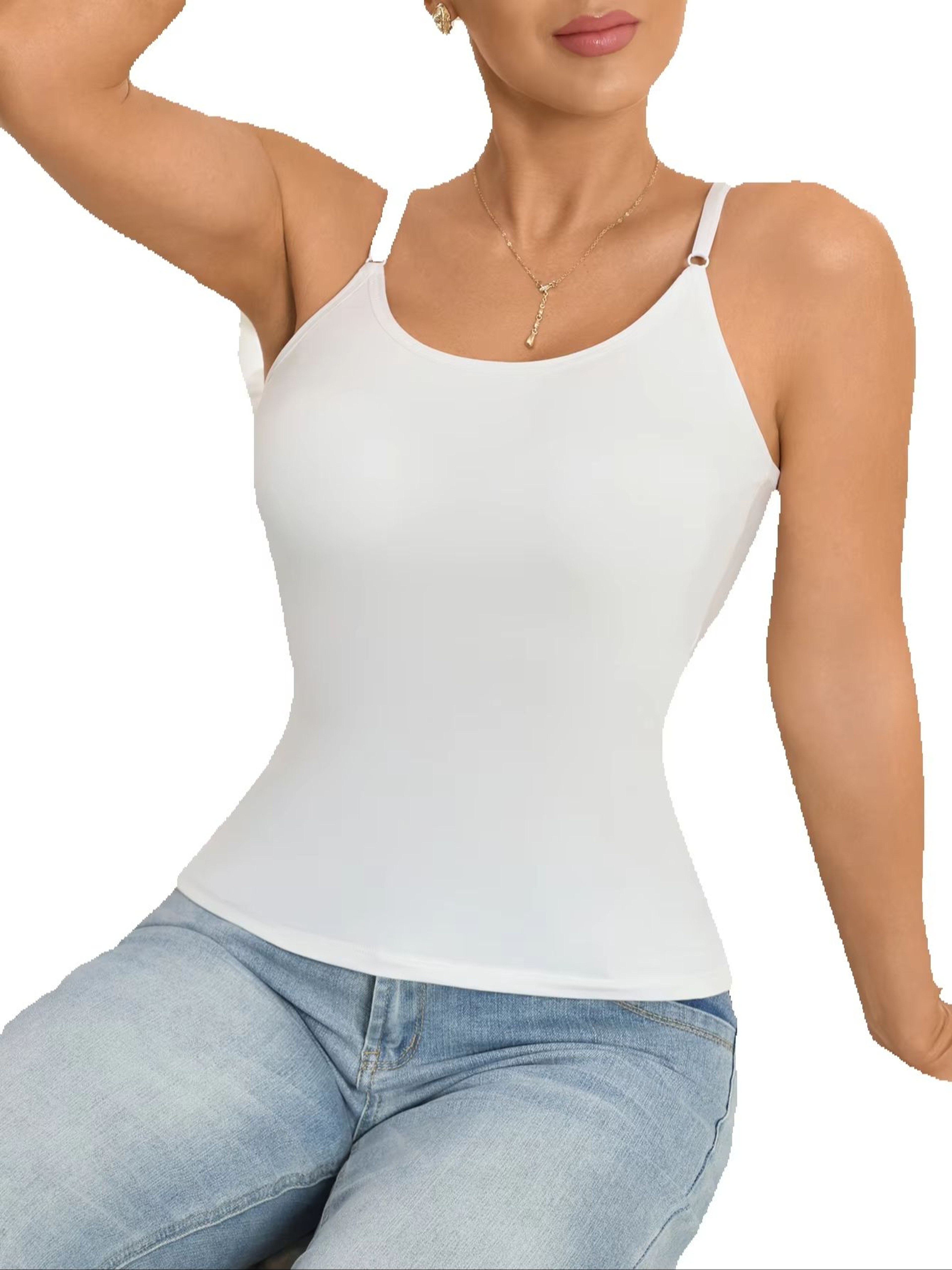 Womens Wireless Bra Camisole Top With Built In Bra Tank Top Support  Adjustable Straps Comfortable  0