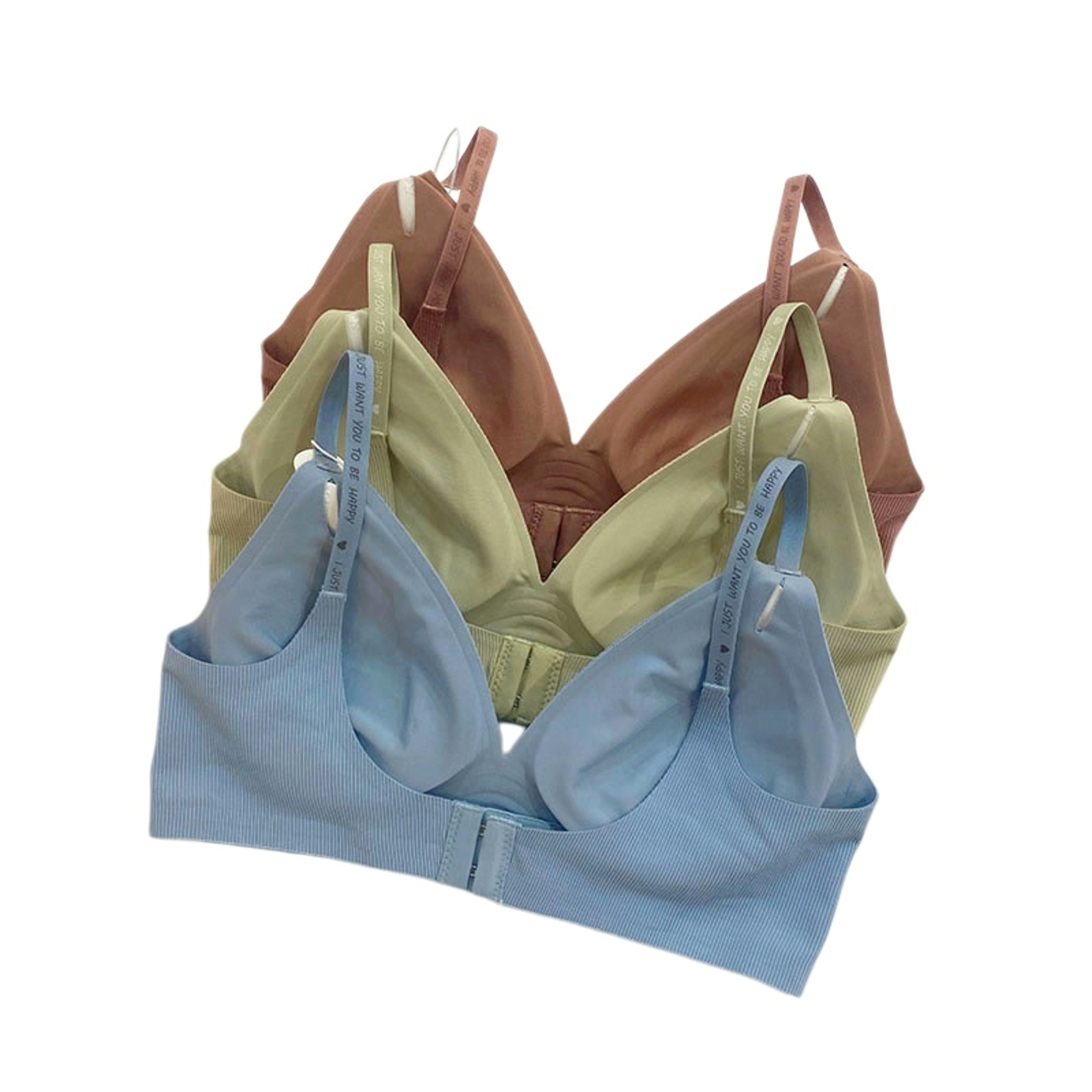 Ribbed Wireless Triangle Cup Bralette with Adjustable Letter Straps – view 5