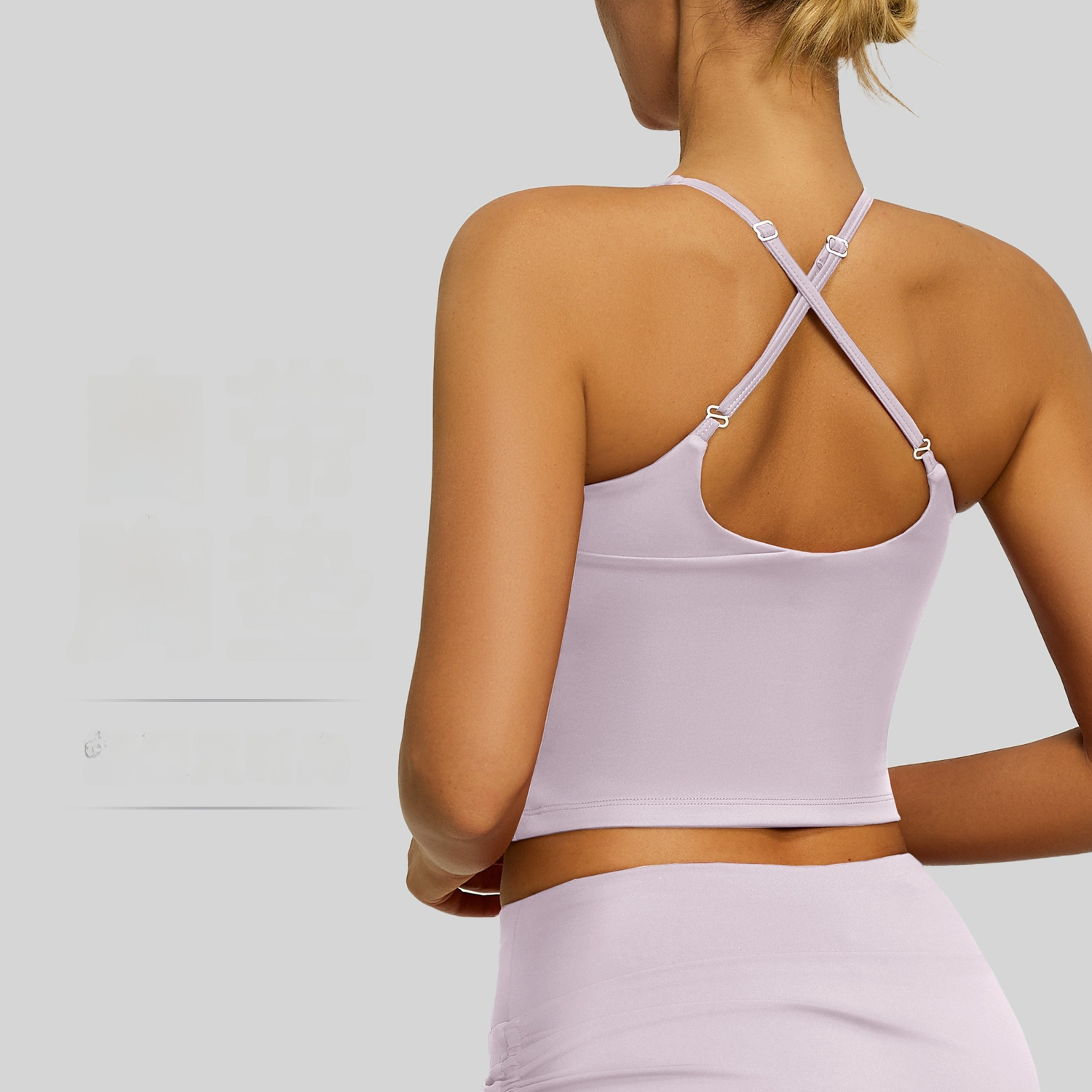Adjustable Sports Bra Cross Back Yoga Bra Padded U Neck Workout Top – view 4