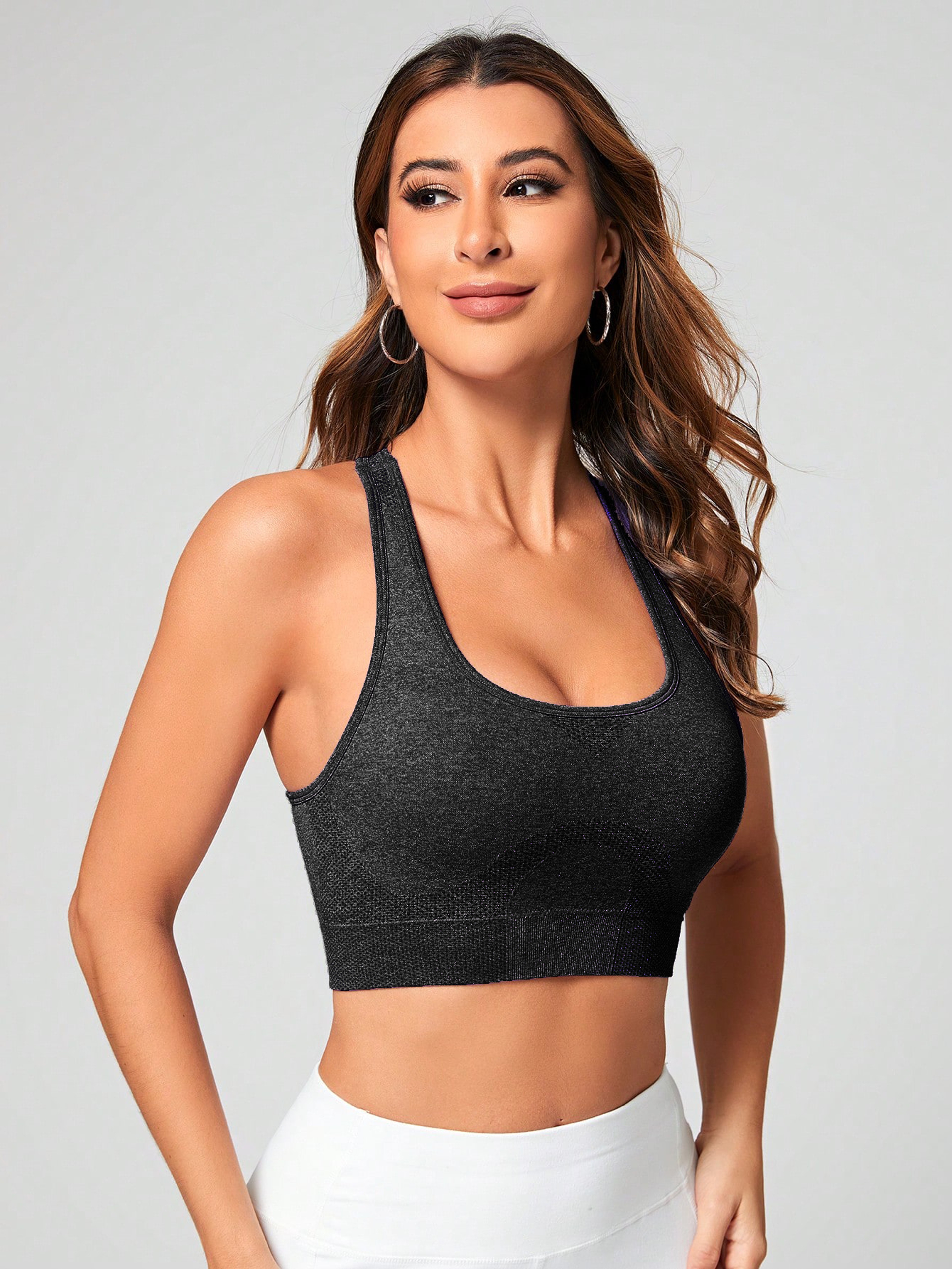 Seamless Sports Bra Racerback Quick Dry Yoga Crop Top – view 5