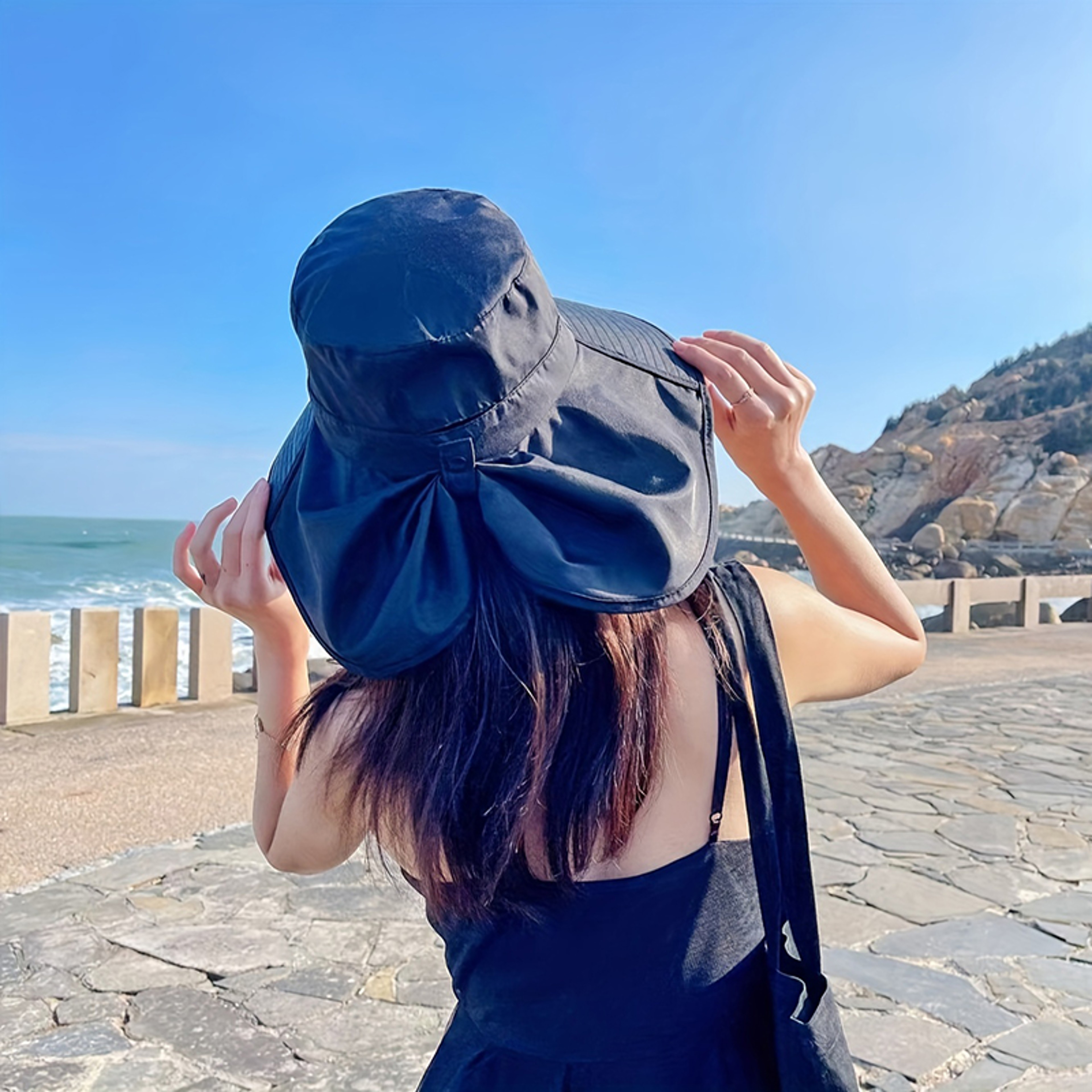 Womens Wide Brim UV Protection Sun Hat Foldable Breathable Beach Hat 4