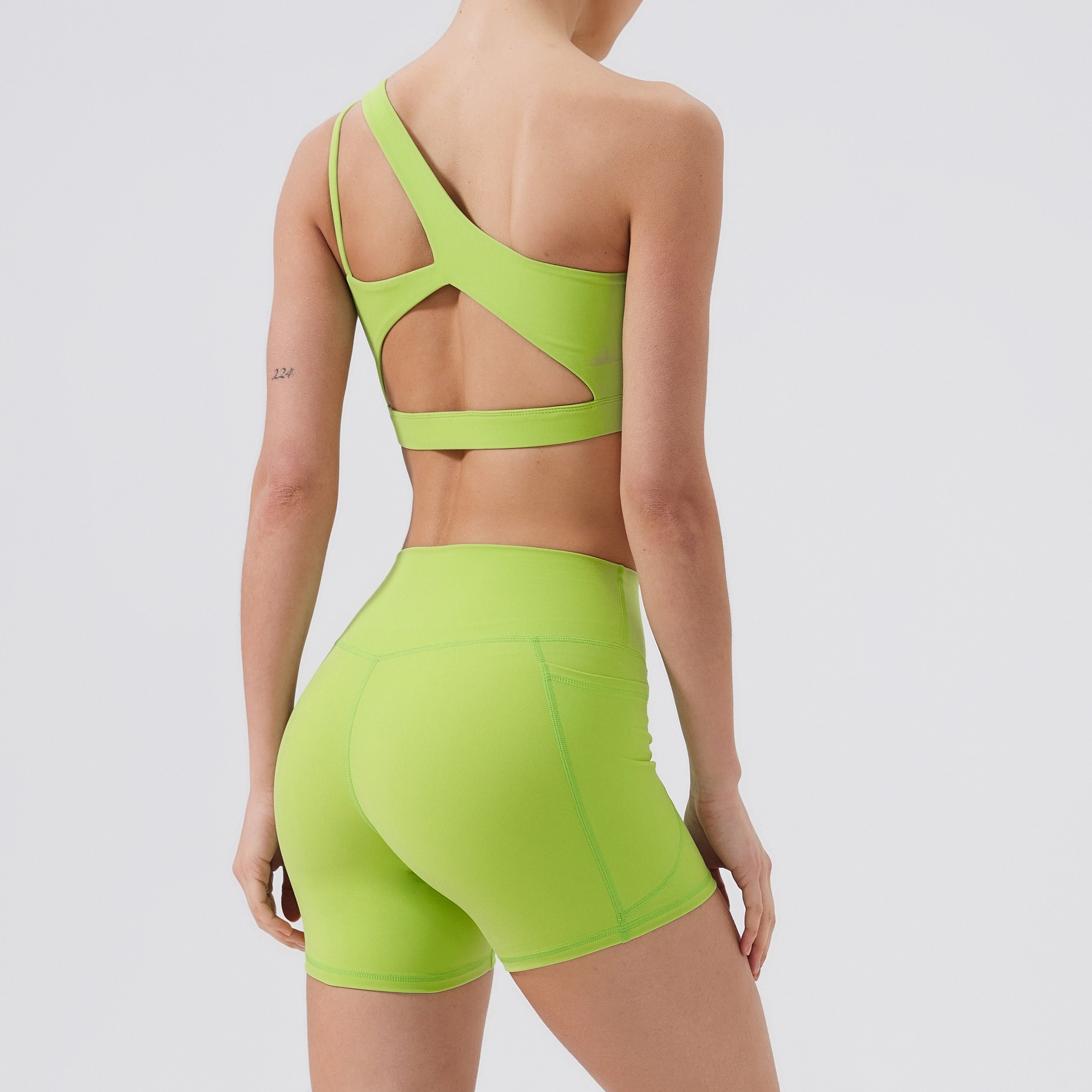 One Shoulder Sports Bra Push Up Breathable Yoga Gym Bra – view 6