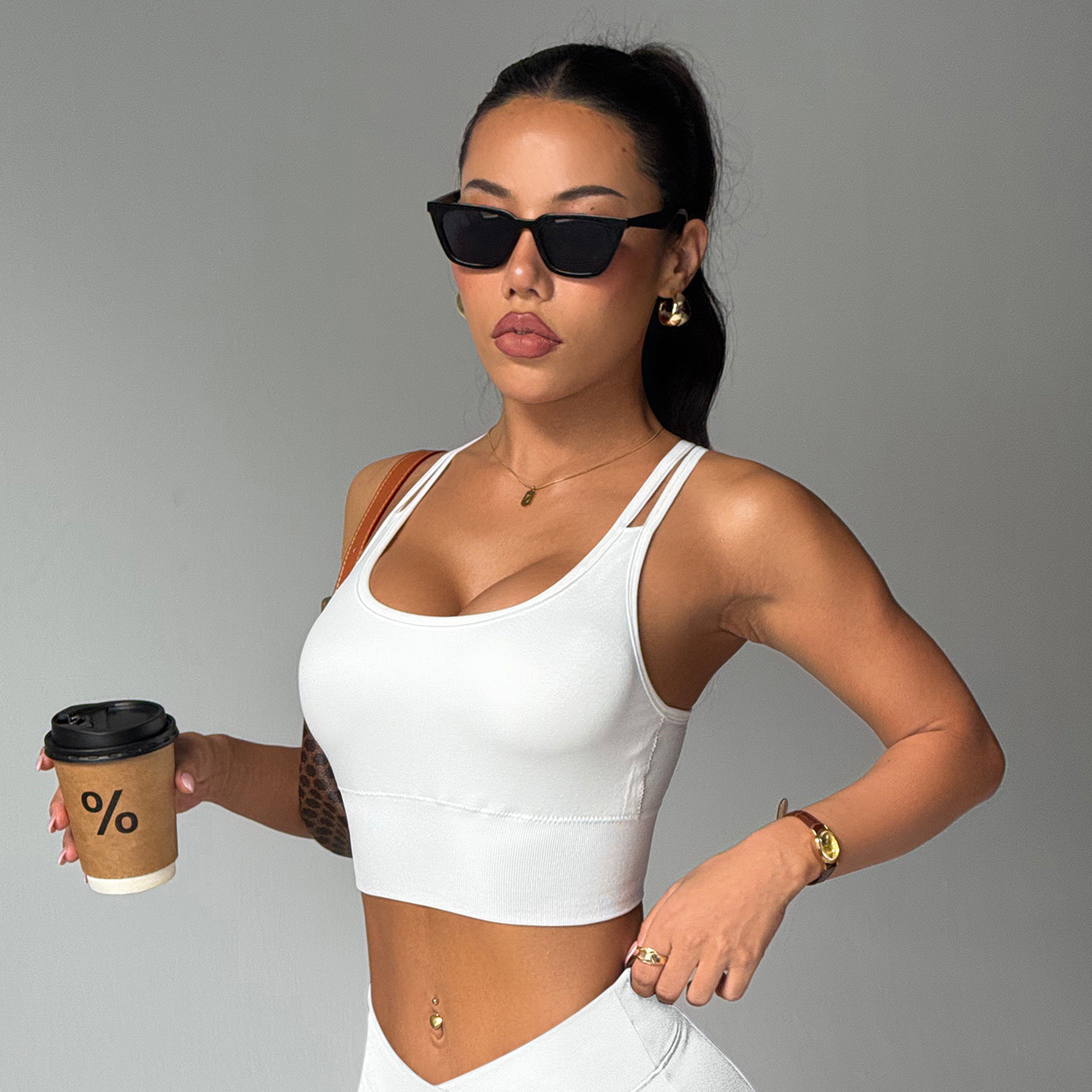 Seamless Criss Cross Back Sports Bra Padded Yoga Workout Top 4