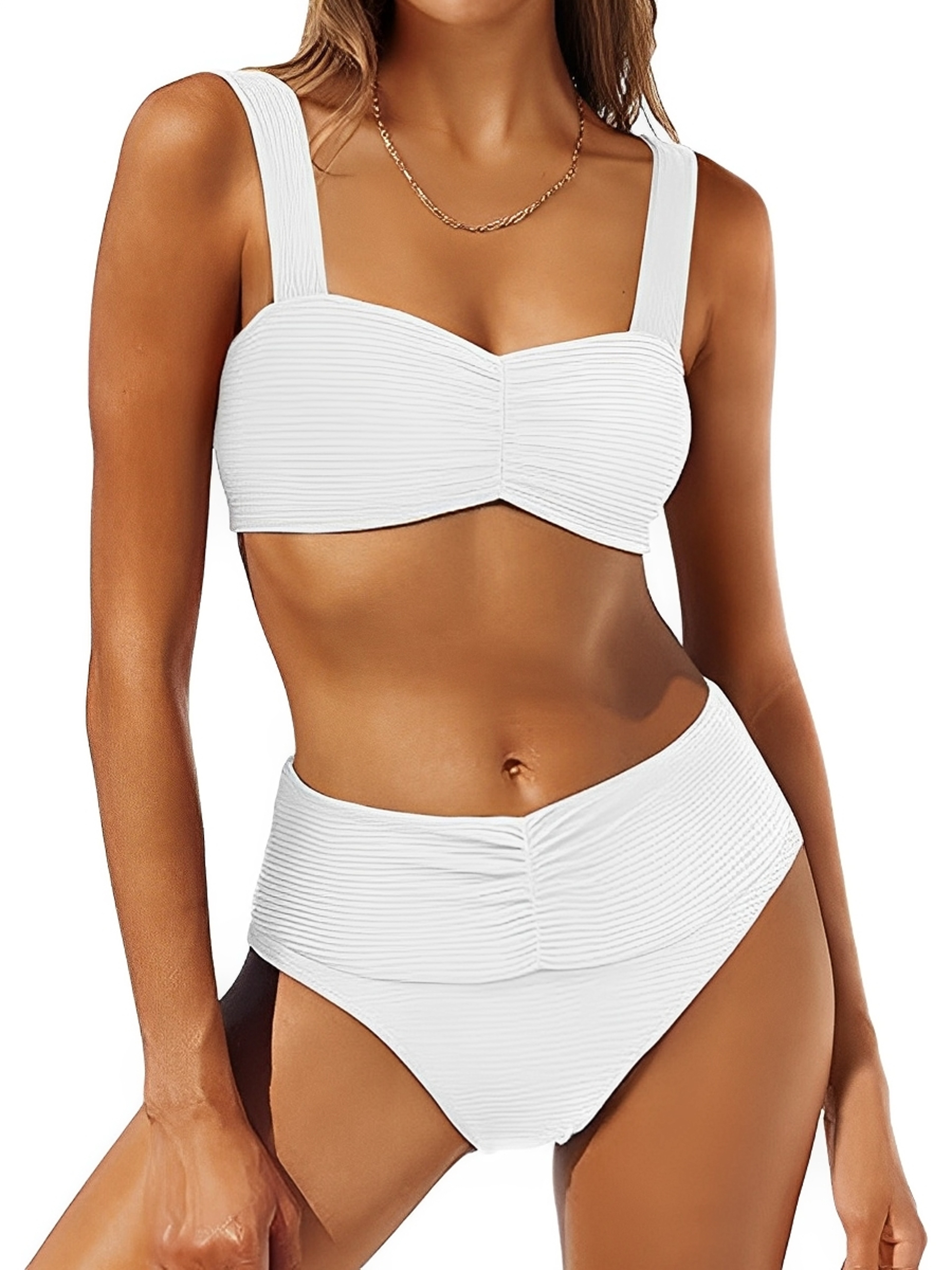 Chic High Waisted Bikini Strappy Two Piece Swimsuit For Women 1