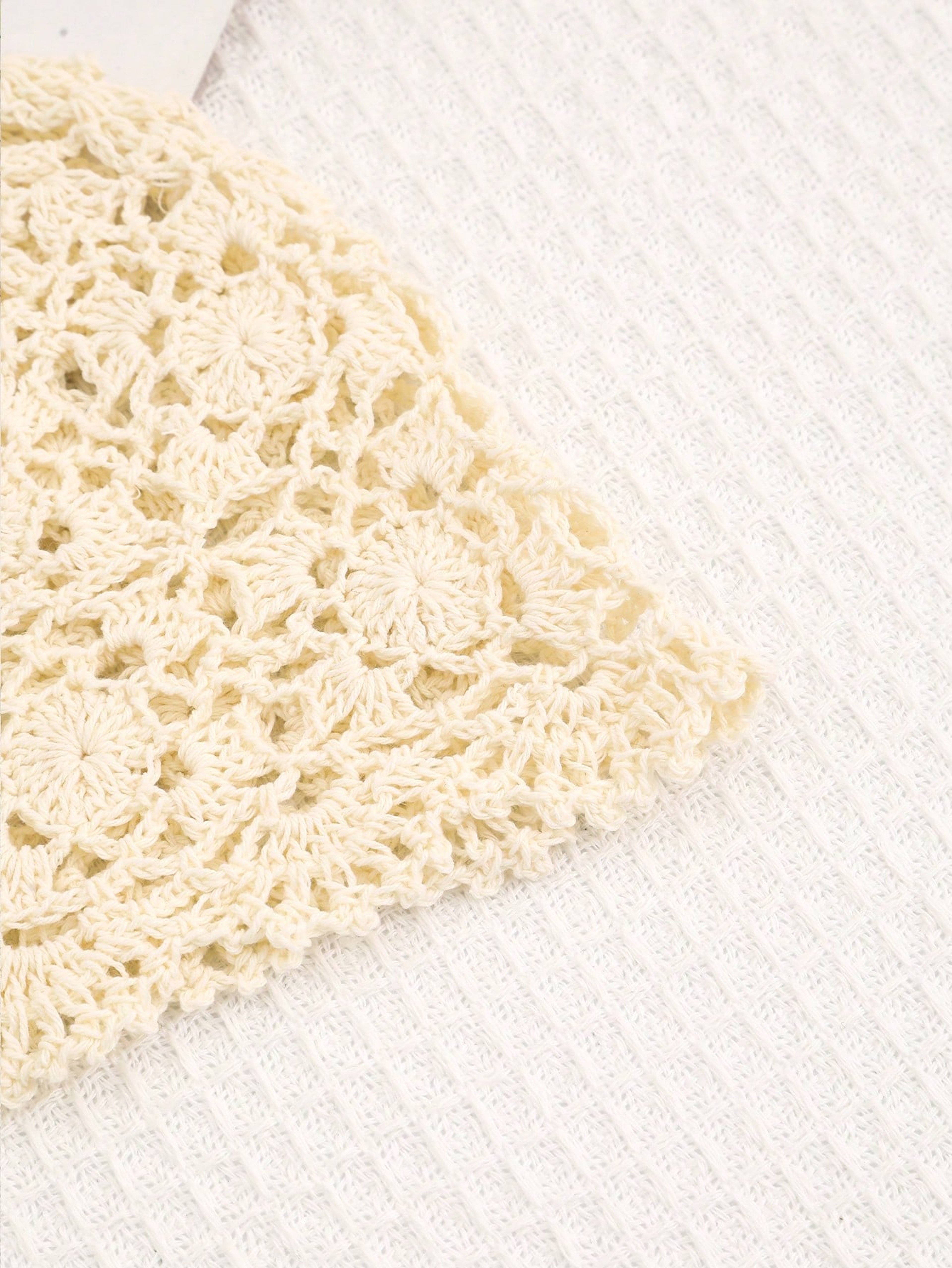 Beige Floral Knit Sun Hat For Beach Holidays 4